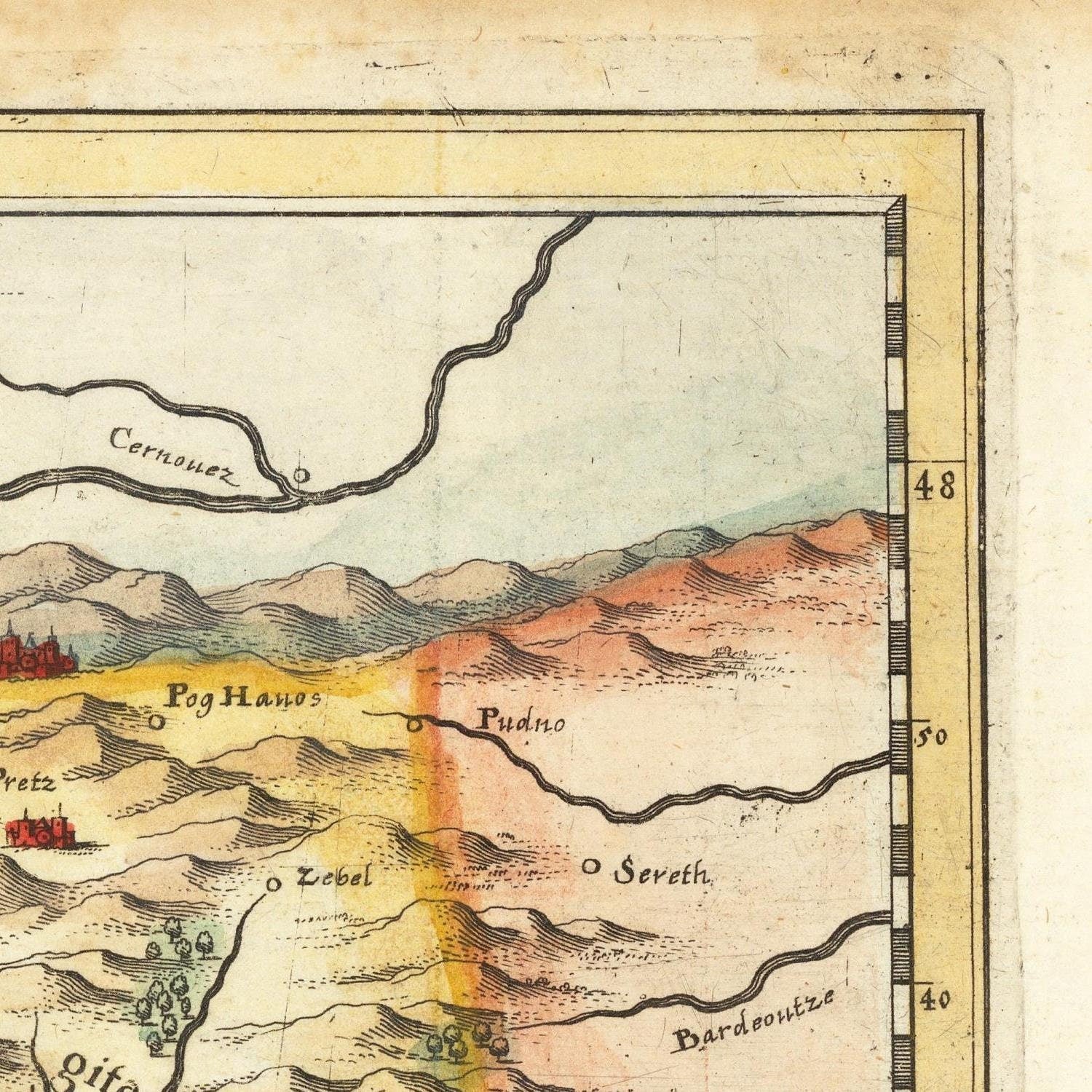 detail of the map from the top right corner