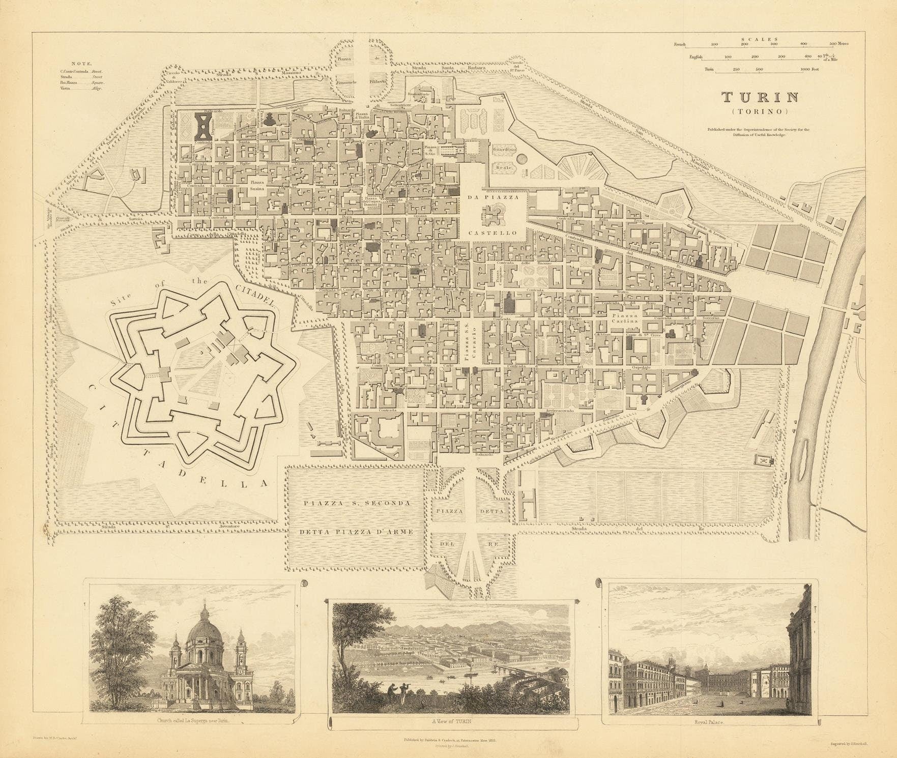 presentation of the map reproduction without a frame