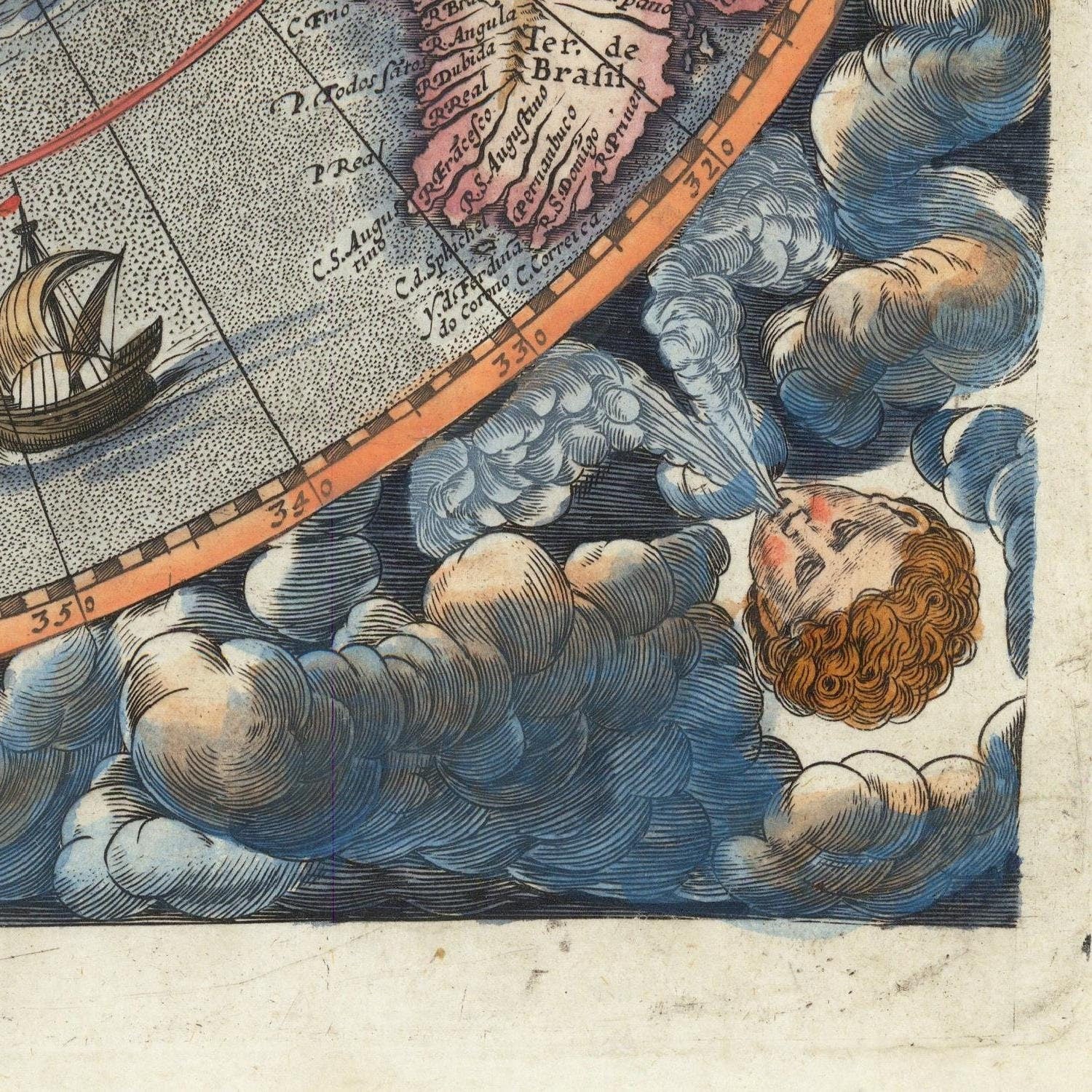 detail of the map from the bottom right corner