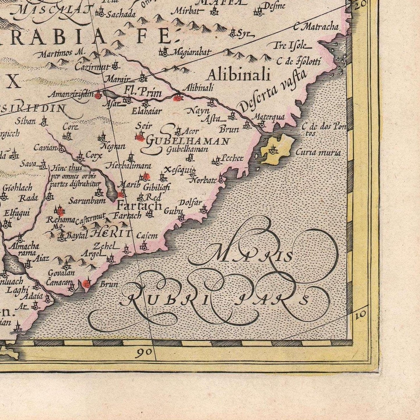 detail of the map from the bottom right corner