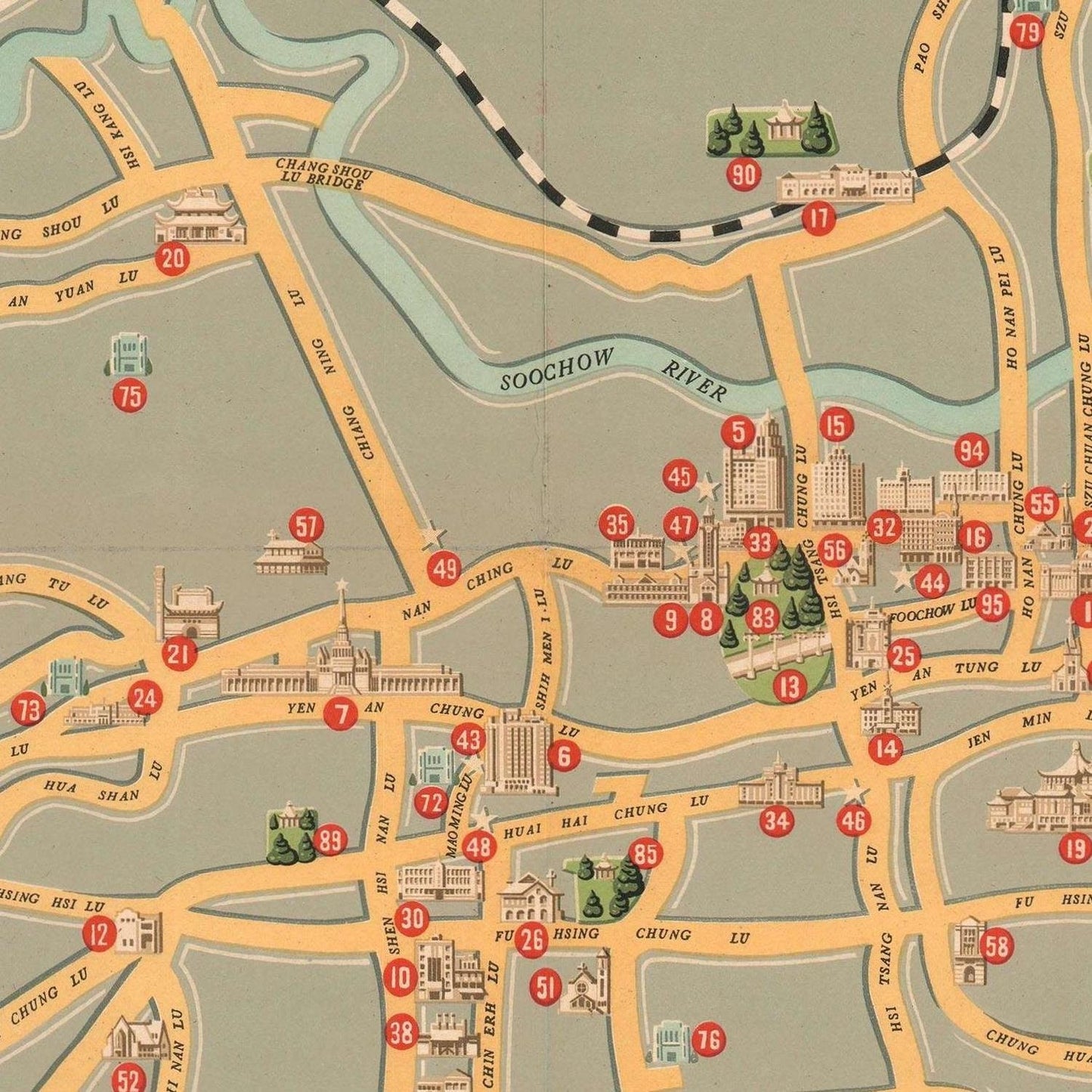 detail of the map from the centre 