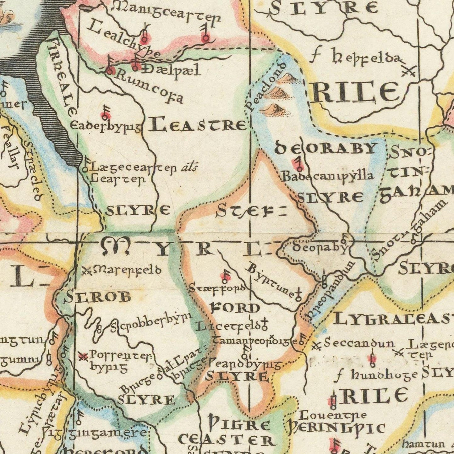 detail of the map from the centre 