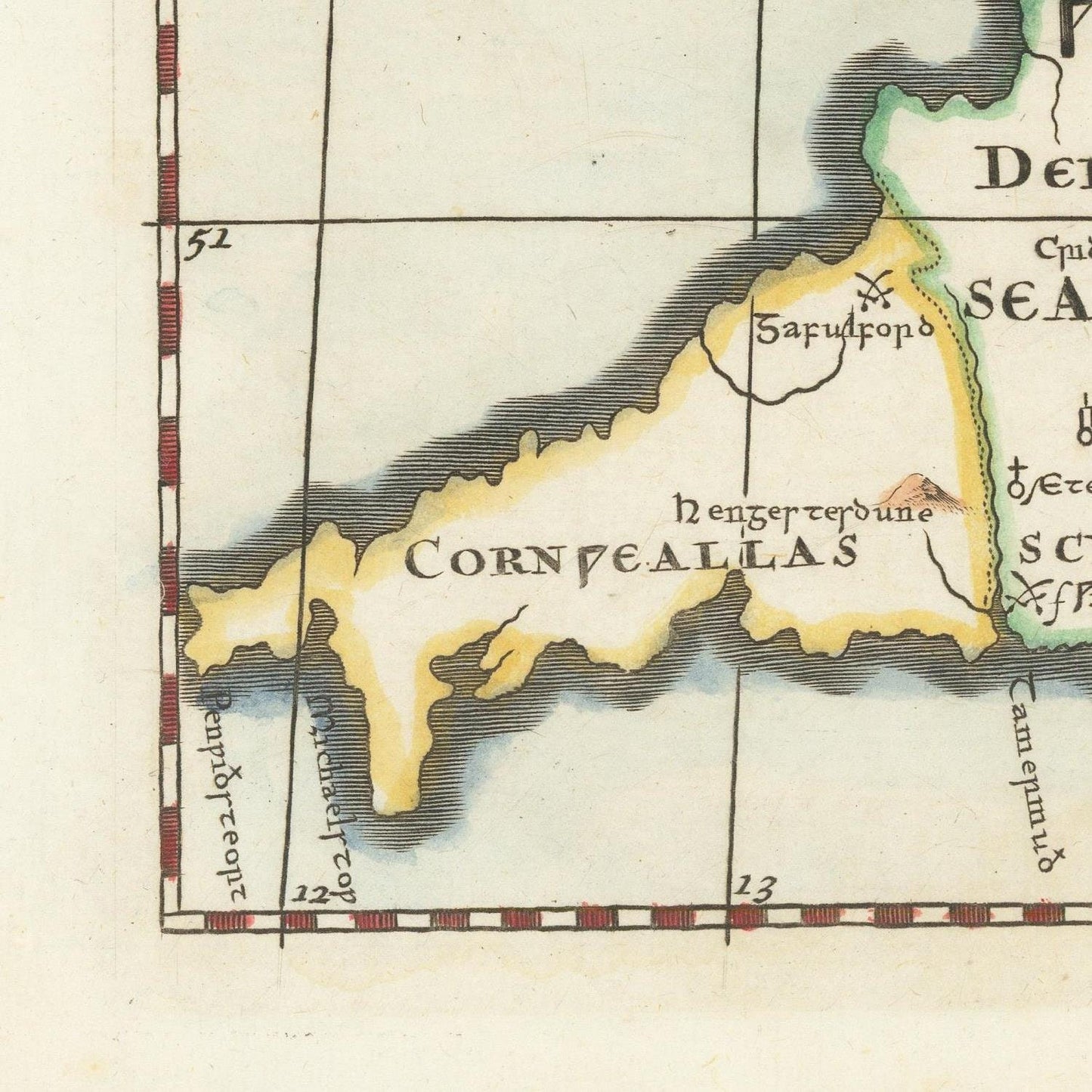 detail of the map from the bottom left corner