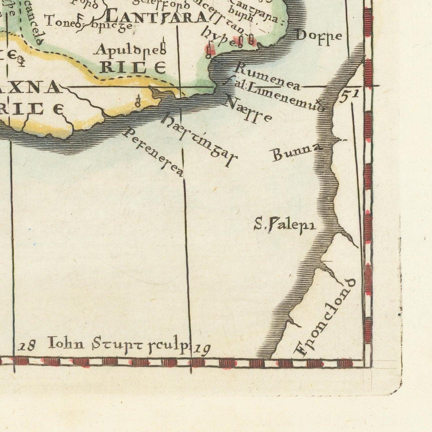 detail of the map from the bottom right corner