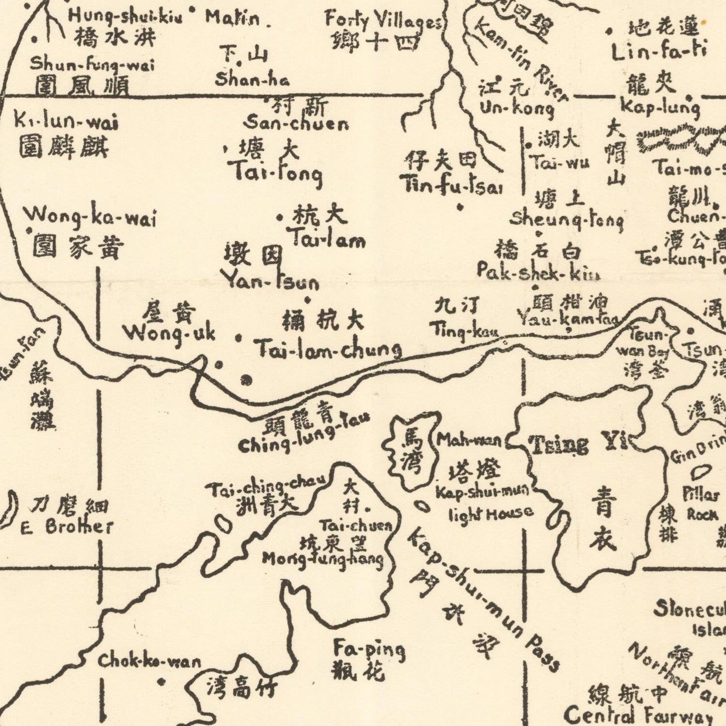 detail of the map from the centre left