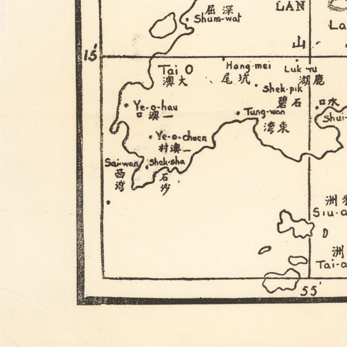 detail of the map from the bottom left corner