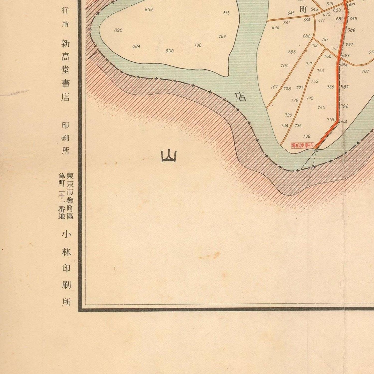 detail of the map from the bottom left corner