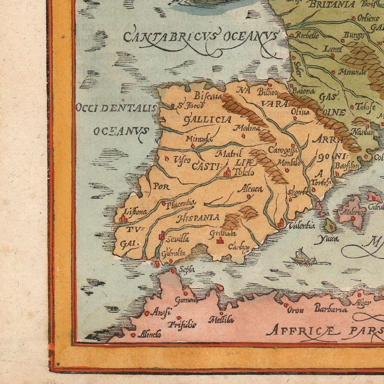 detail of the map from the bottom left corner