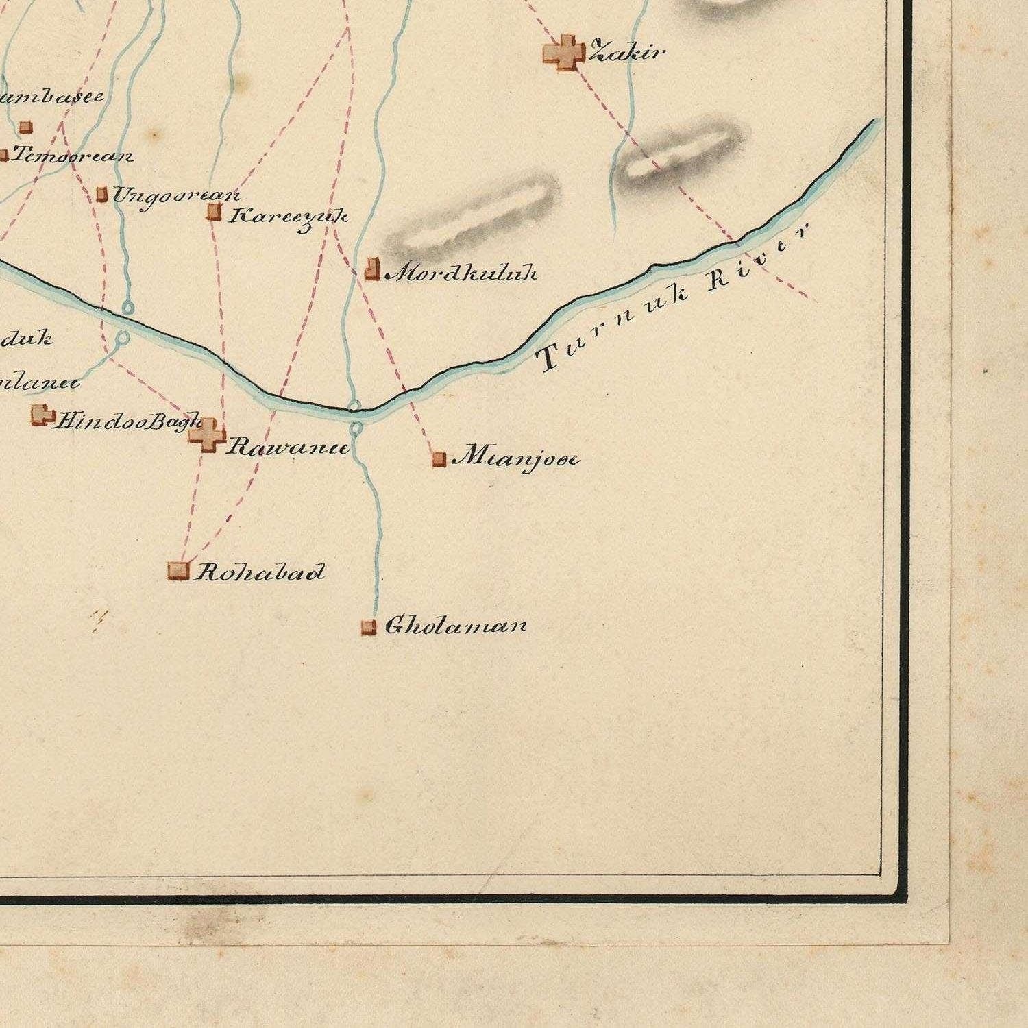 detail of the map from the bottom right corner