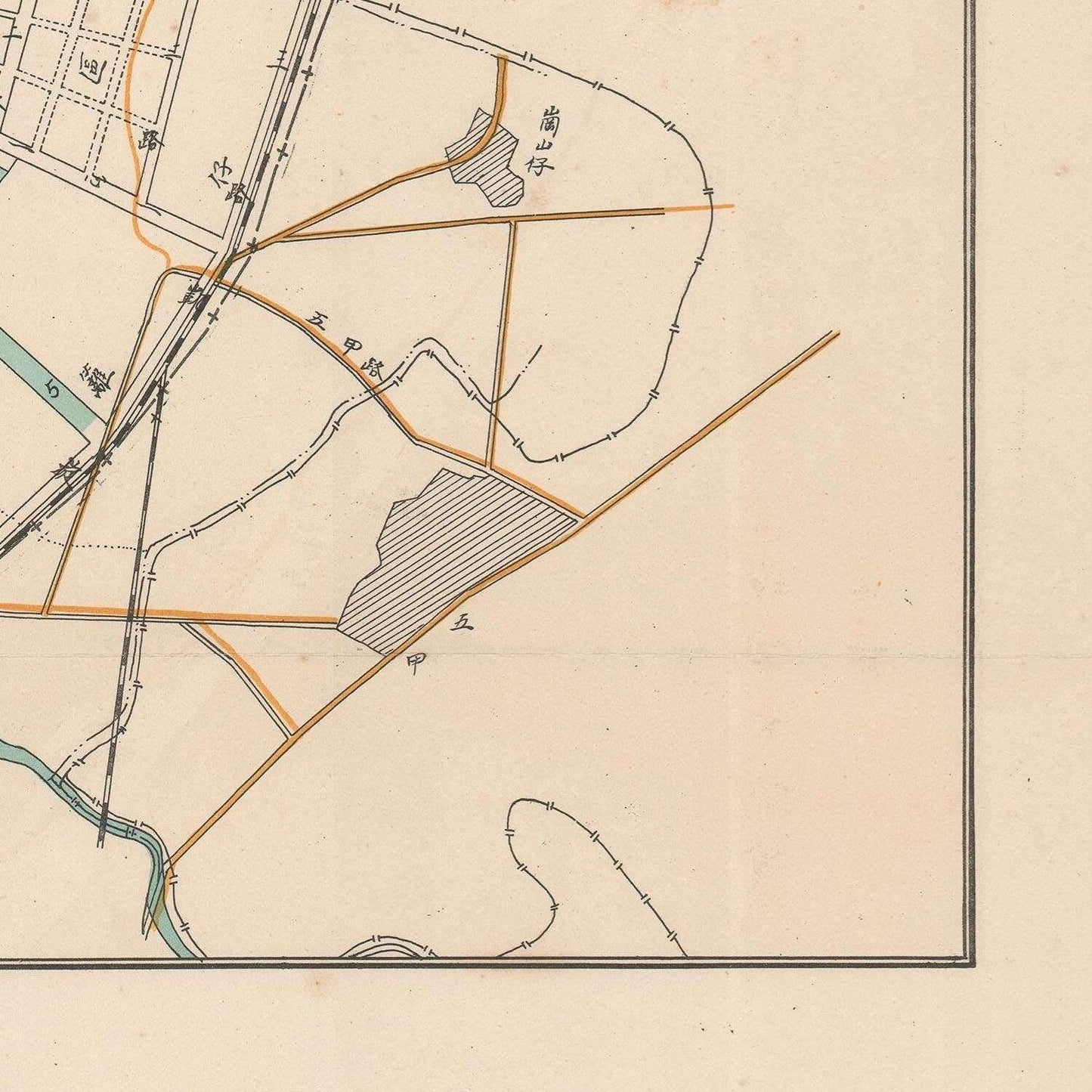 detail of the map from the bottom right corner