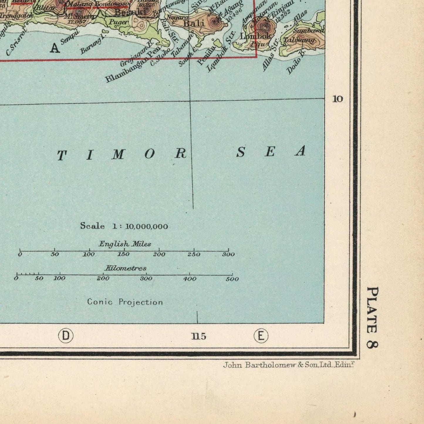 detail of the map from the bottom right corner