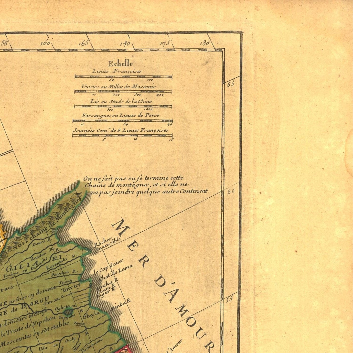 Antique map of Tartary, Central Asia, 1706