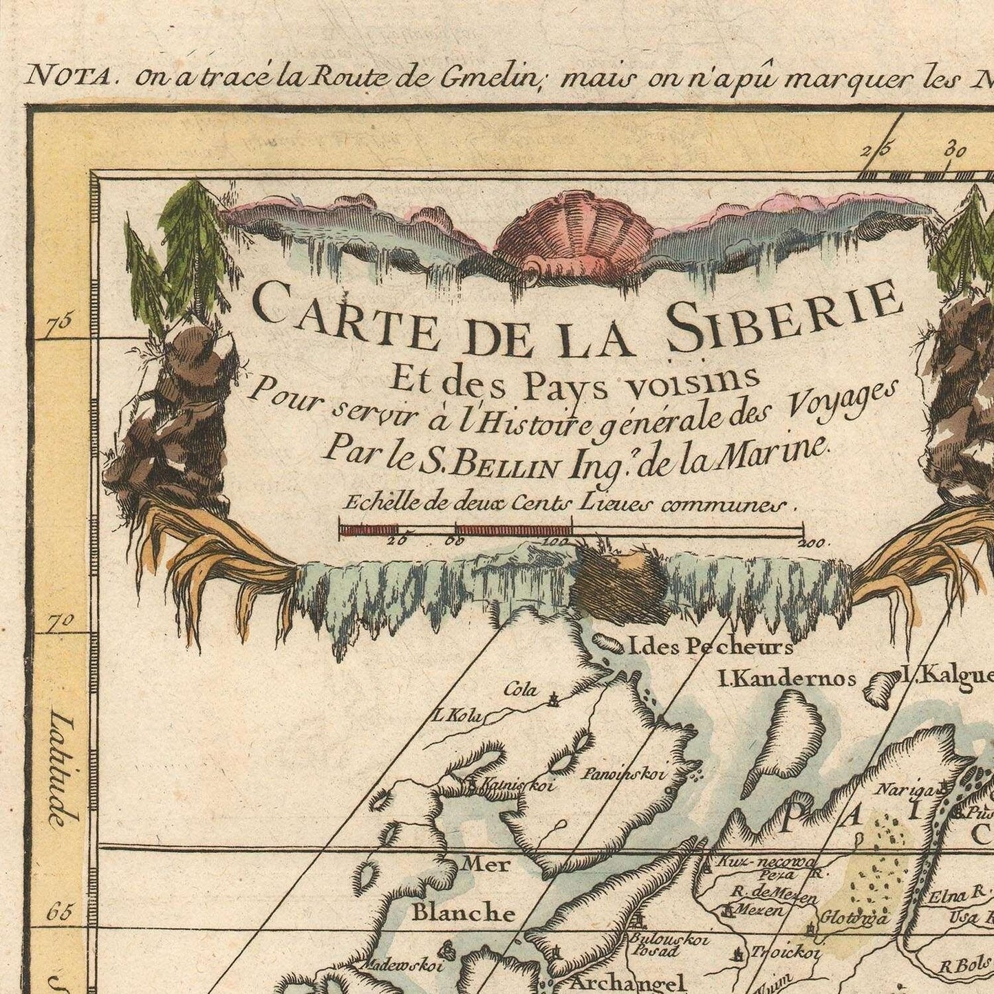 detail of the map from the top left corner