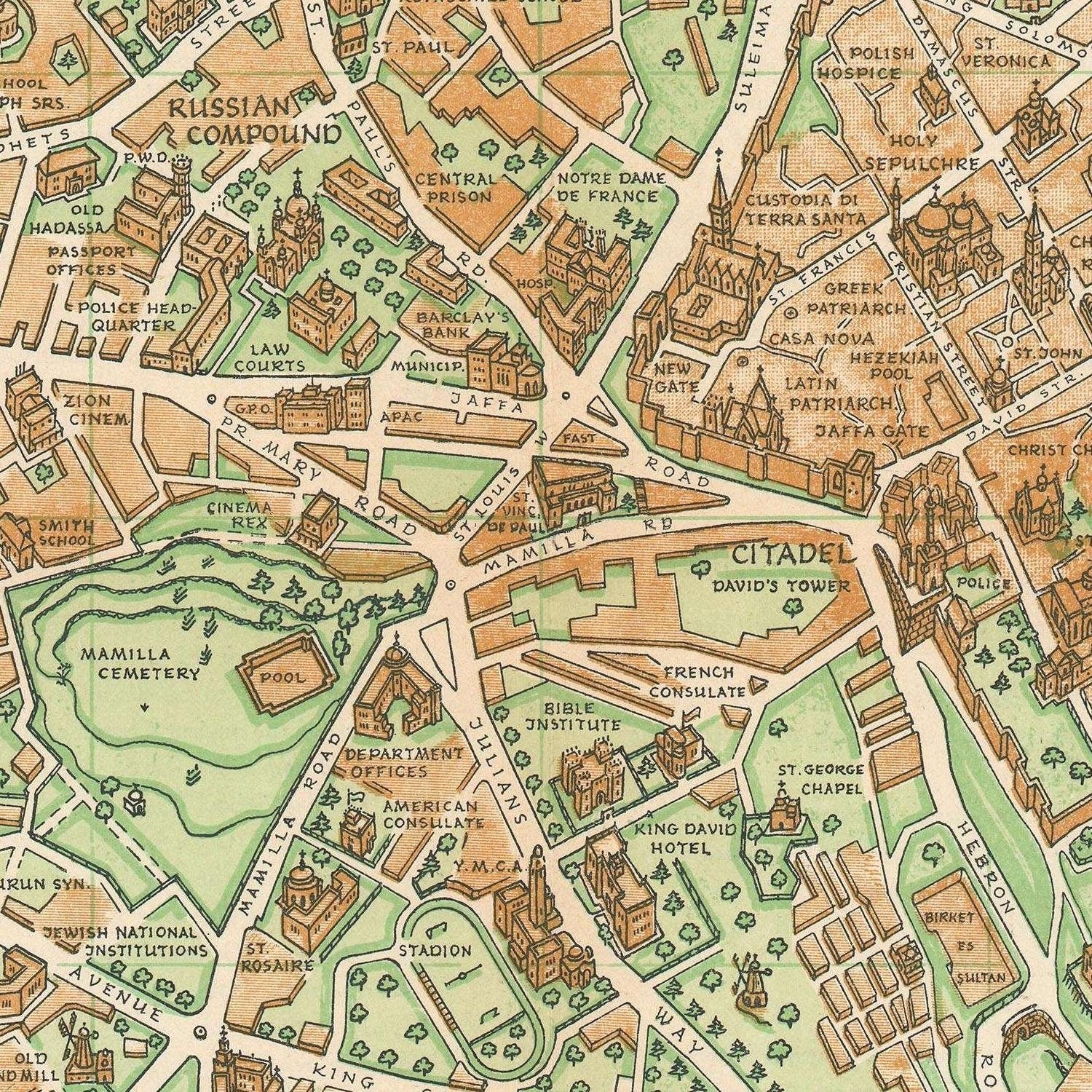 detail of the map from the centre 