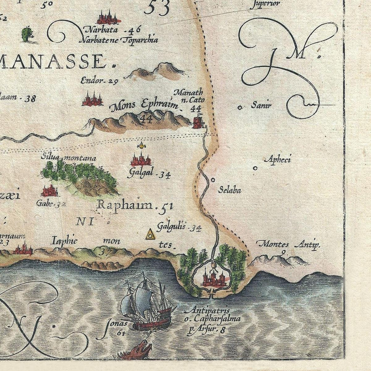 detail of the map from the bottom right corner