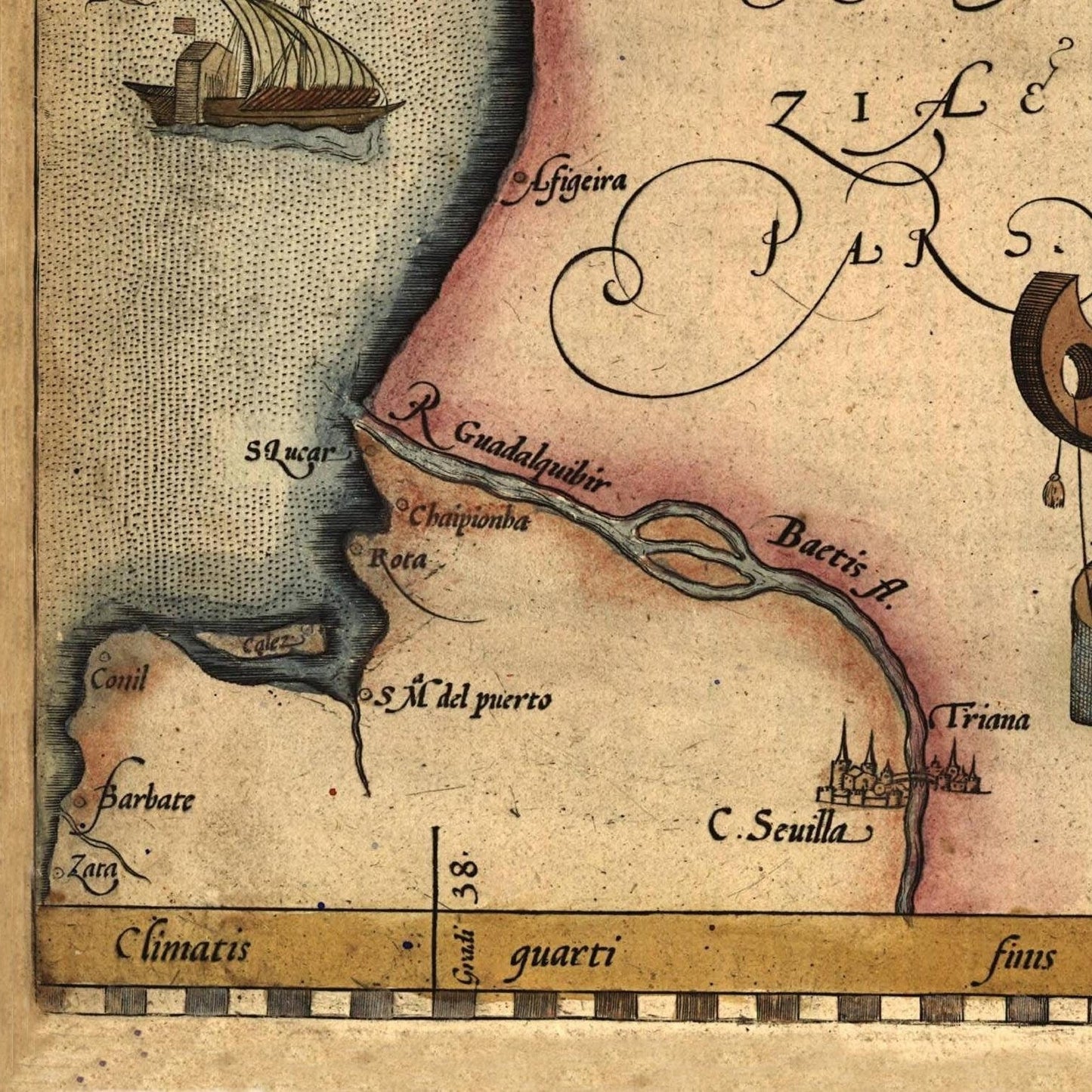 detail of the map from the bottom left corner