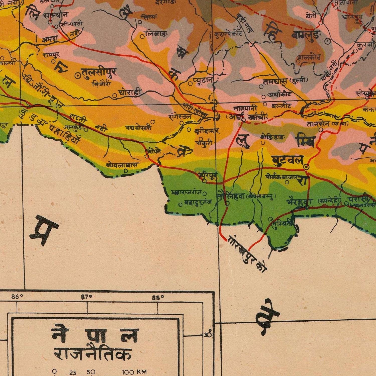 detail of the map from the centre 