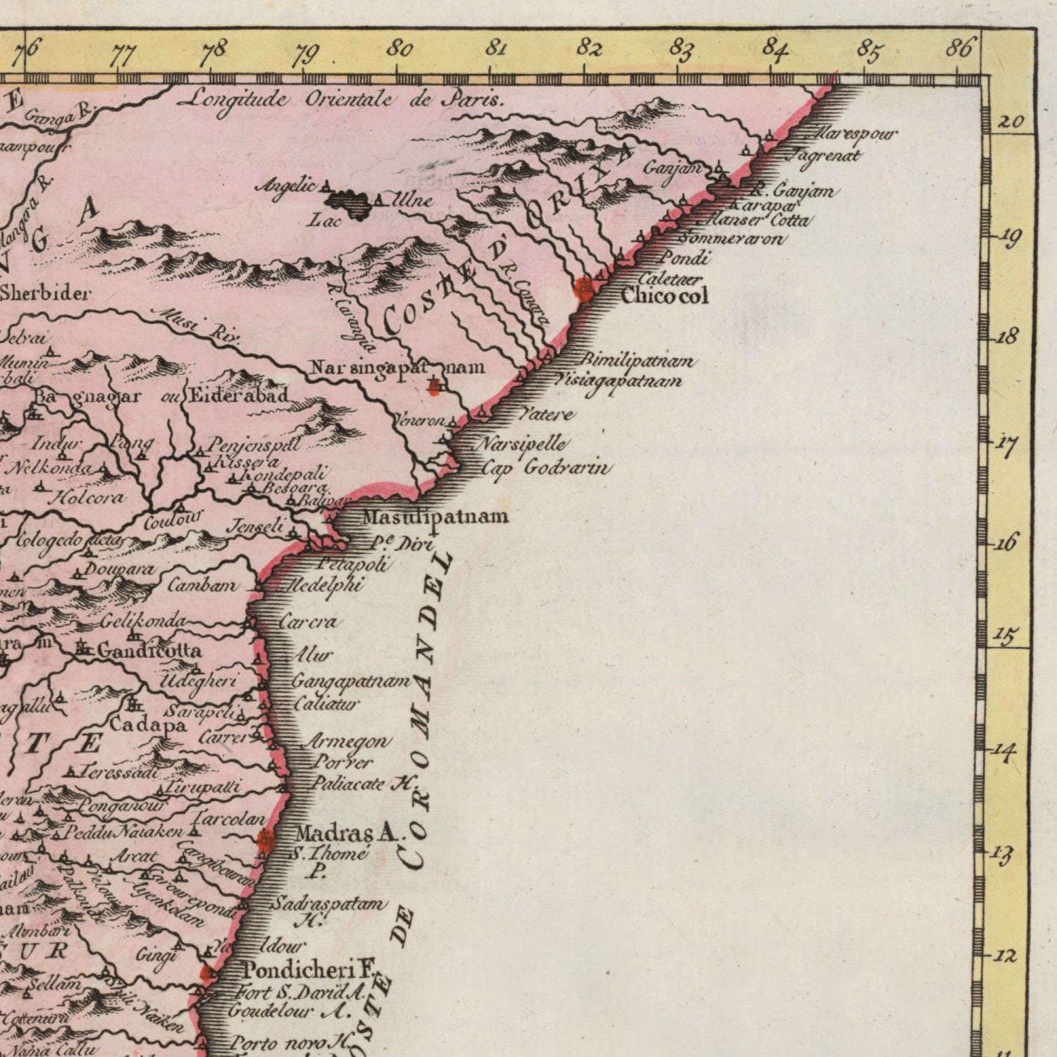 detail of the map from the top right corner