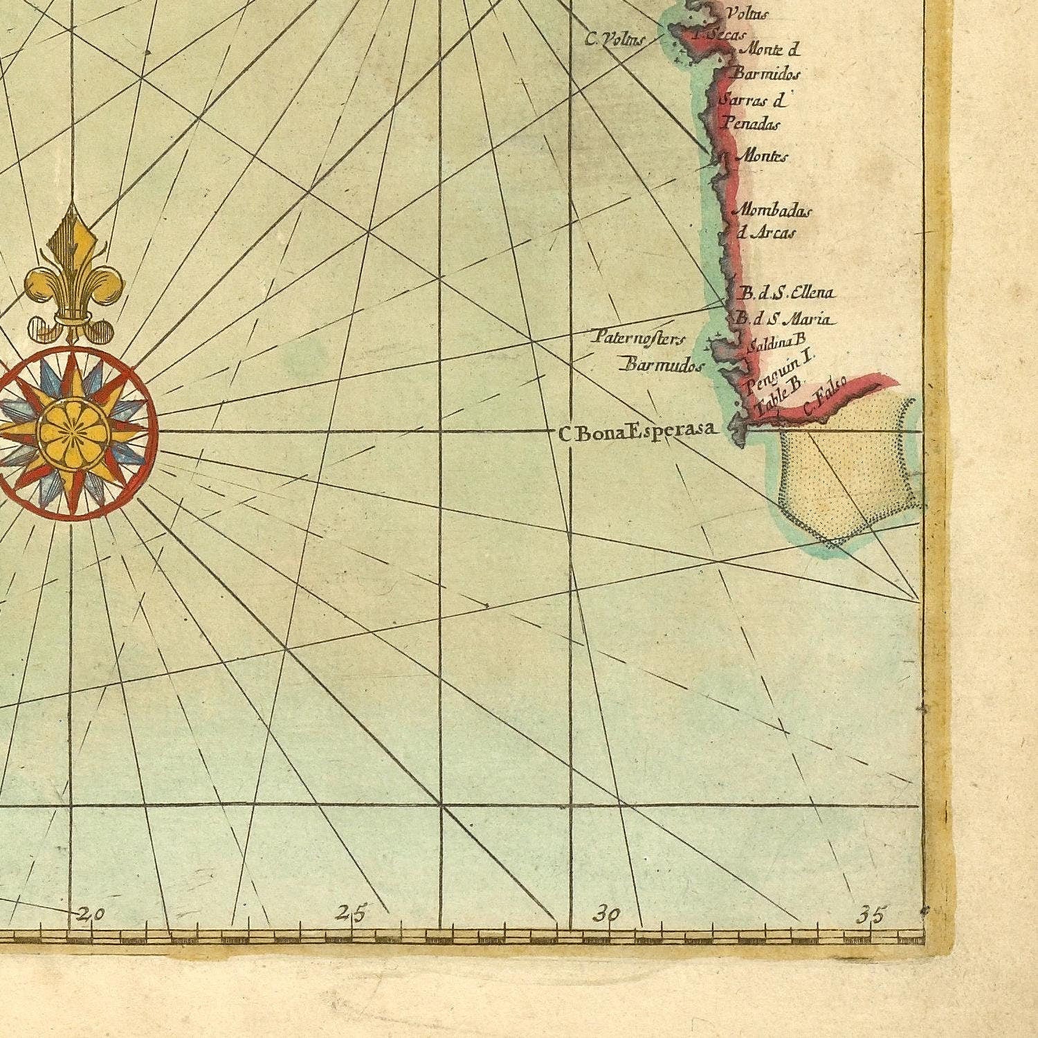 detail of the map from the bottom right corner