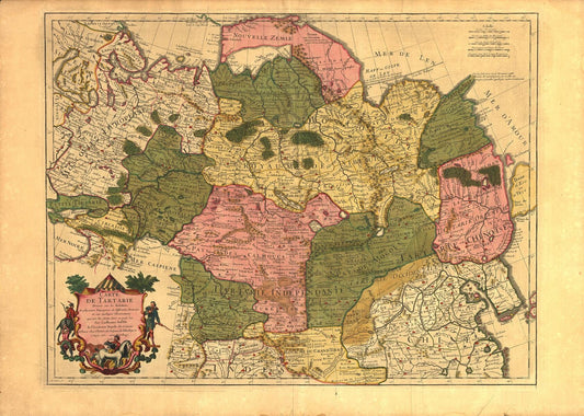 Antique map of Tartary, Central Asia, 1706