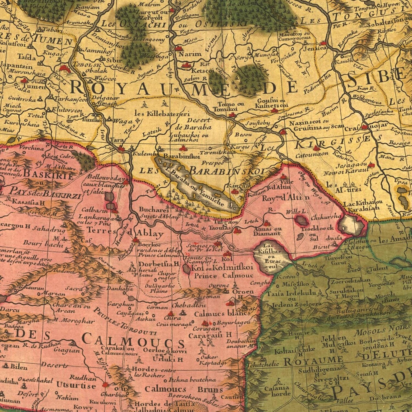 Antique map of Tartary, Central Asia, 1706