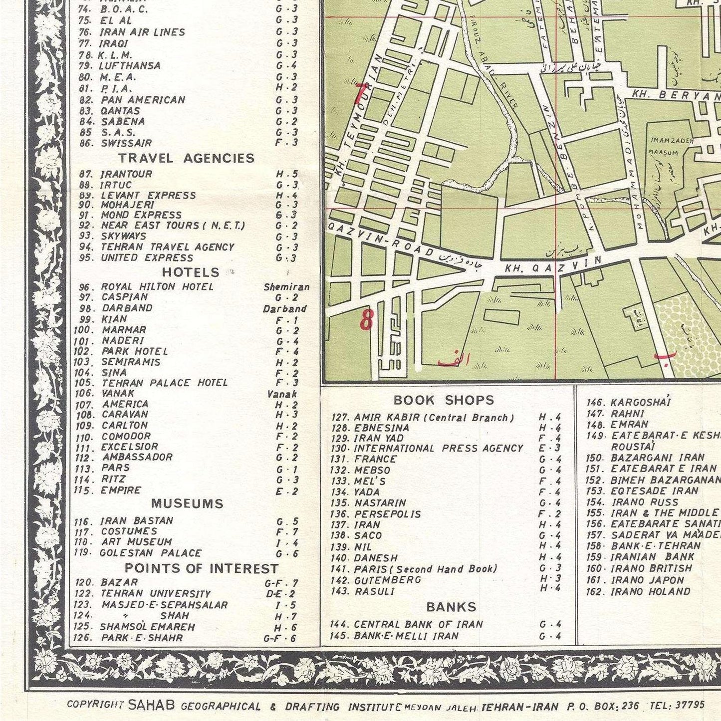 detail of the map from the bottom left corner