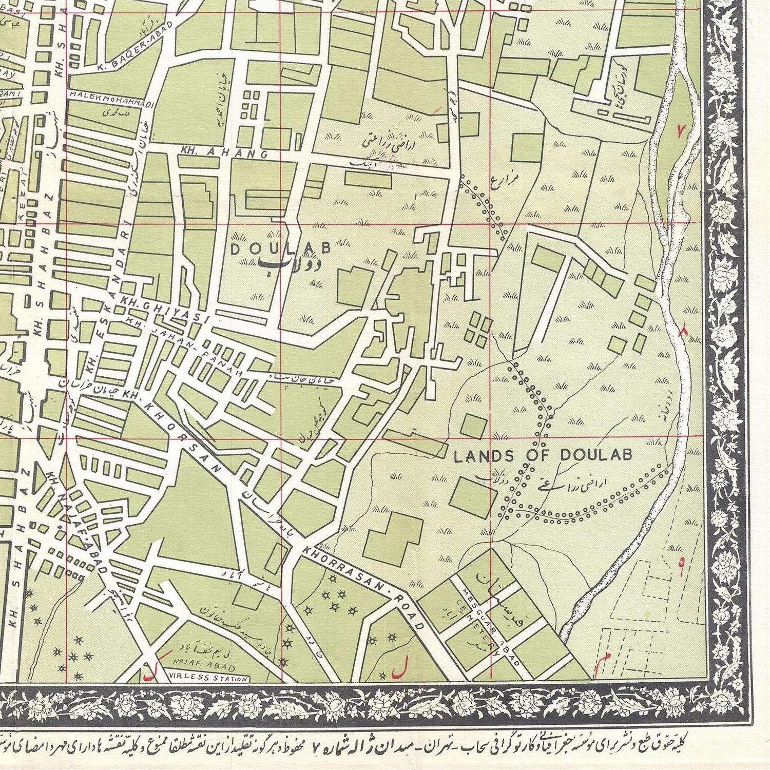 detail of the map from the bottom right corner