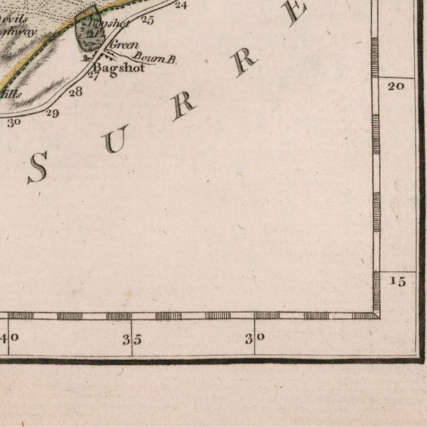 detail of the map from the bottom right corner