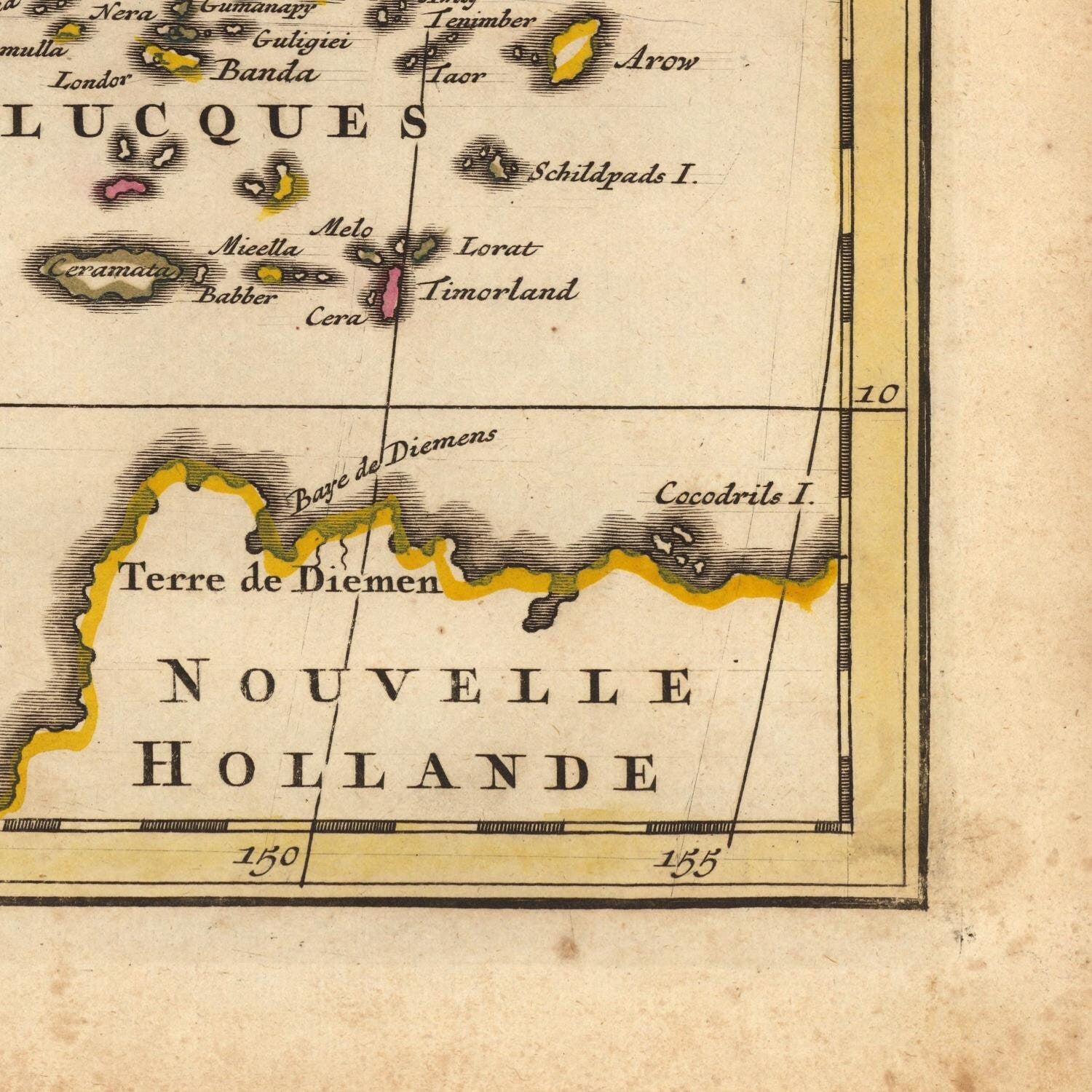 detail of the map from the bottom right corner