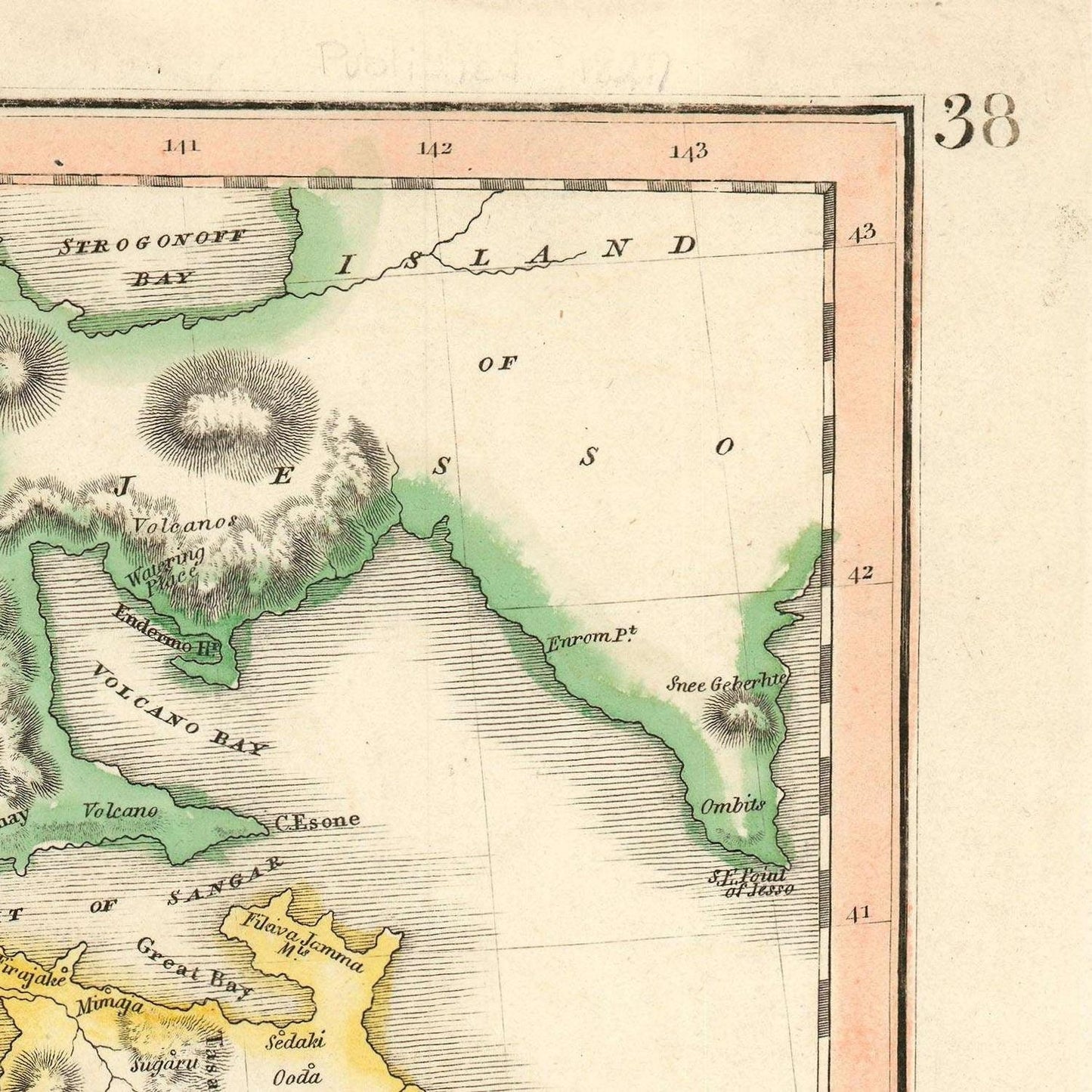 detail of the map from the top right corner