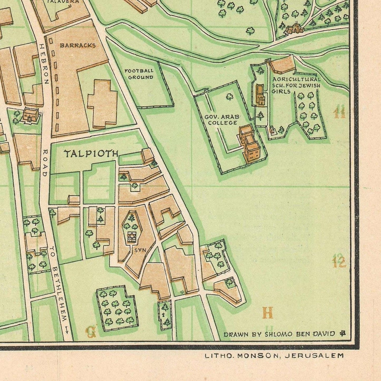 detail of the map from the bottom right corner