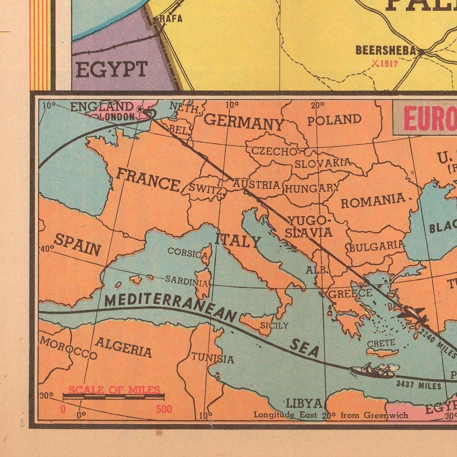 detail of the map from the bottom left corner