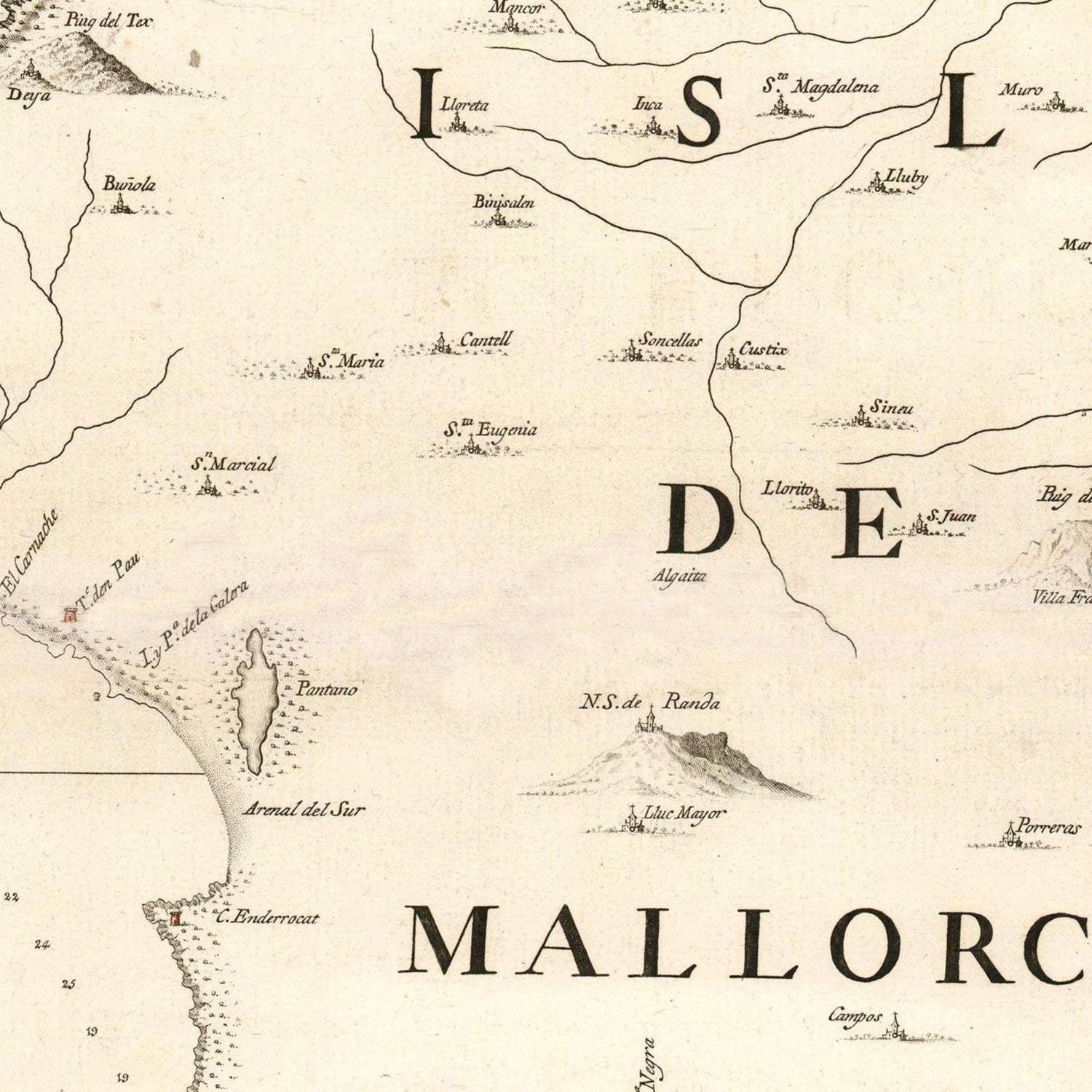 detail of the map from the centre 