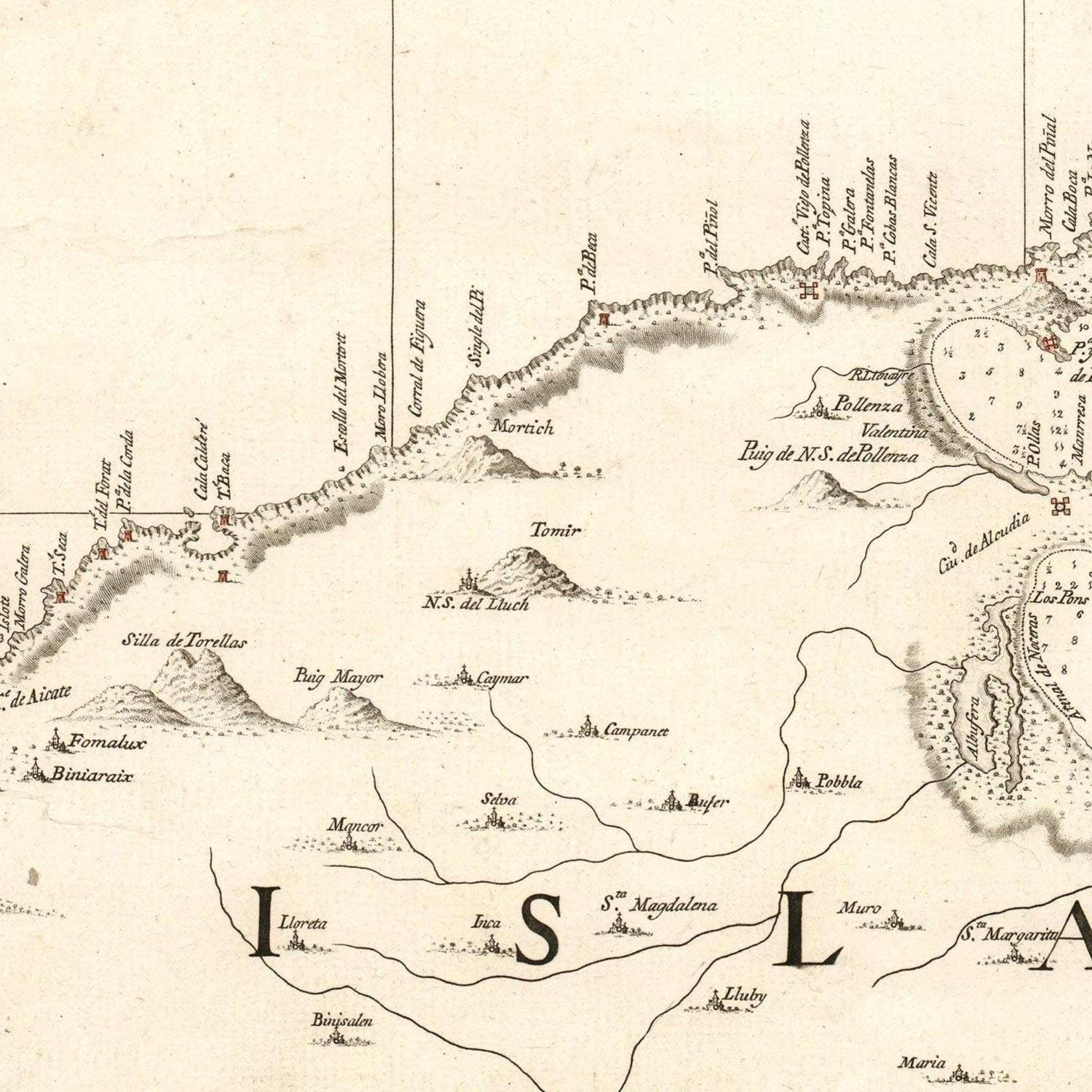 detail of the map from the centre left