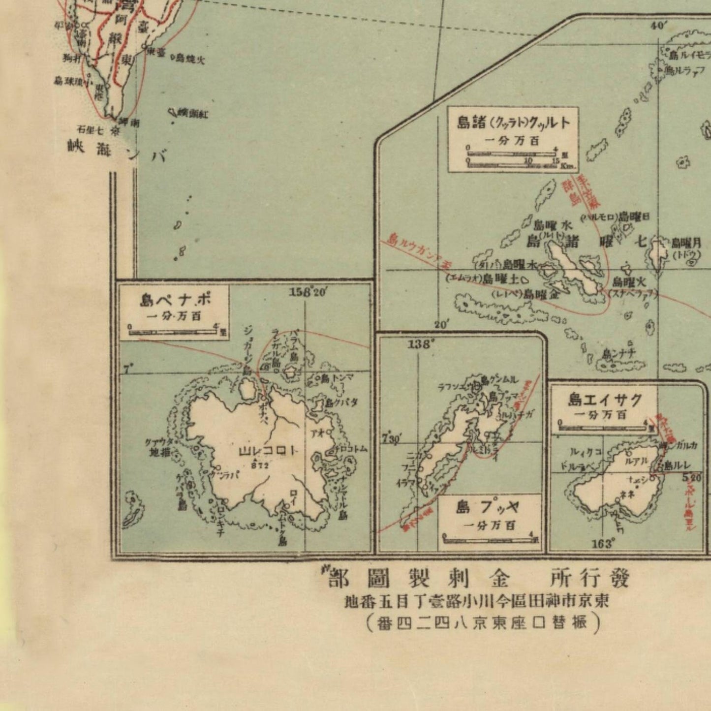 detail of the map from the bottom left corner