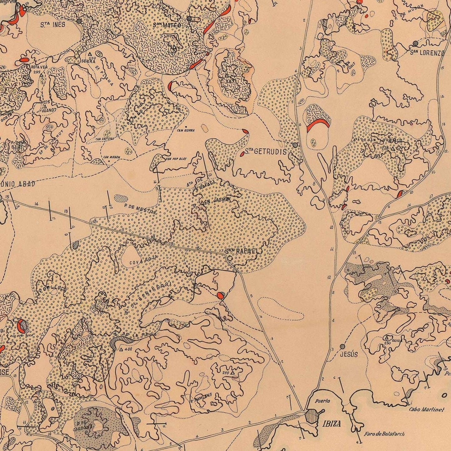 detail of the map from the centre 