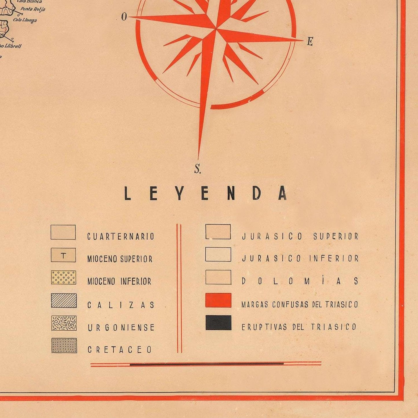 detail of the map from the bottom right corner