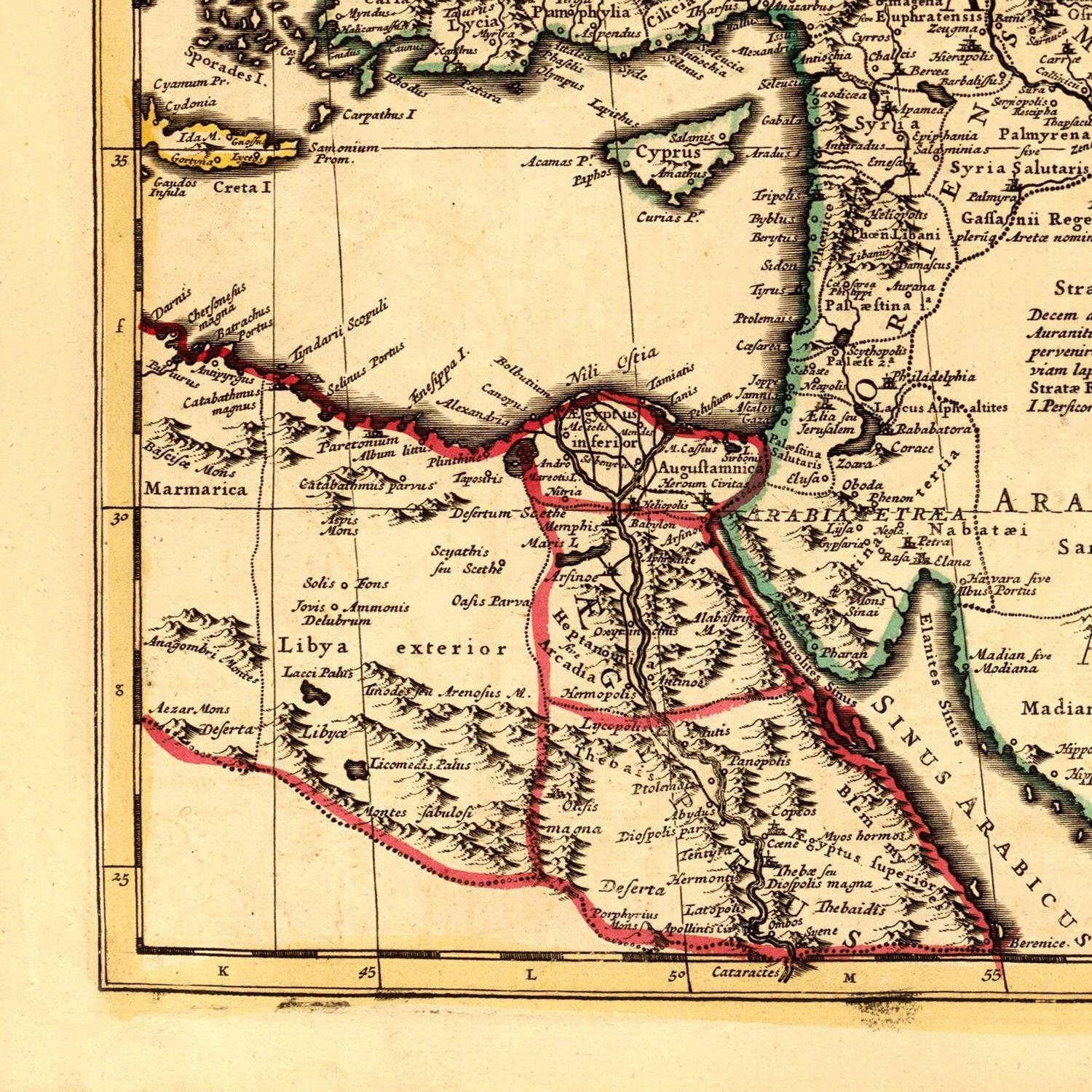 detail of the map from the bottom left corner