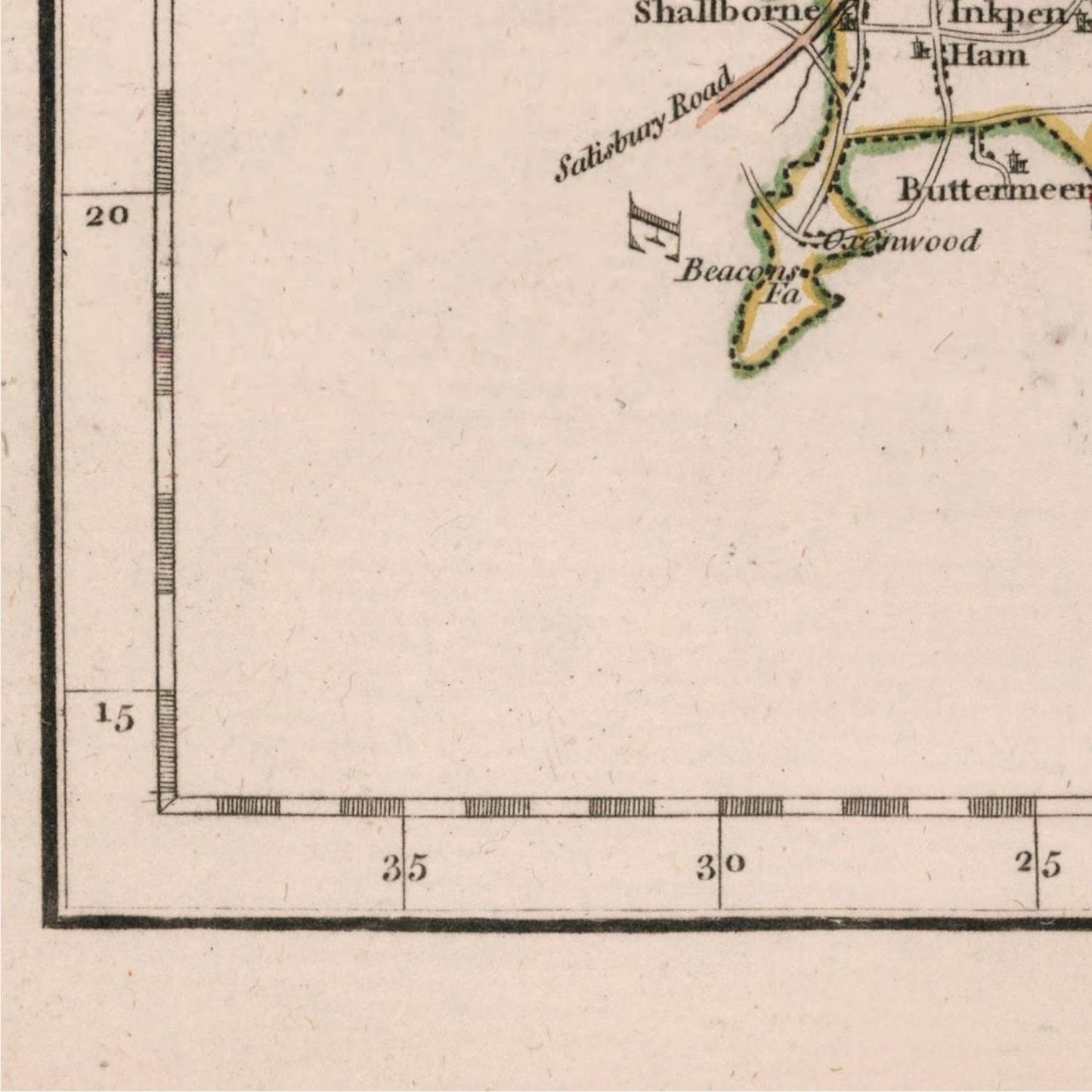 detail of the map from the bottom left corner