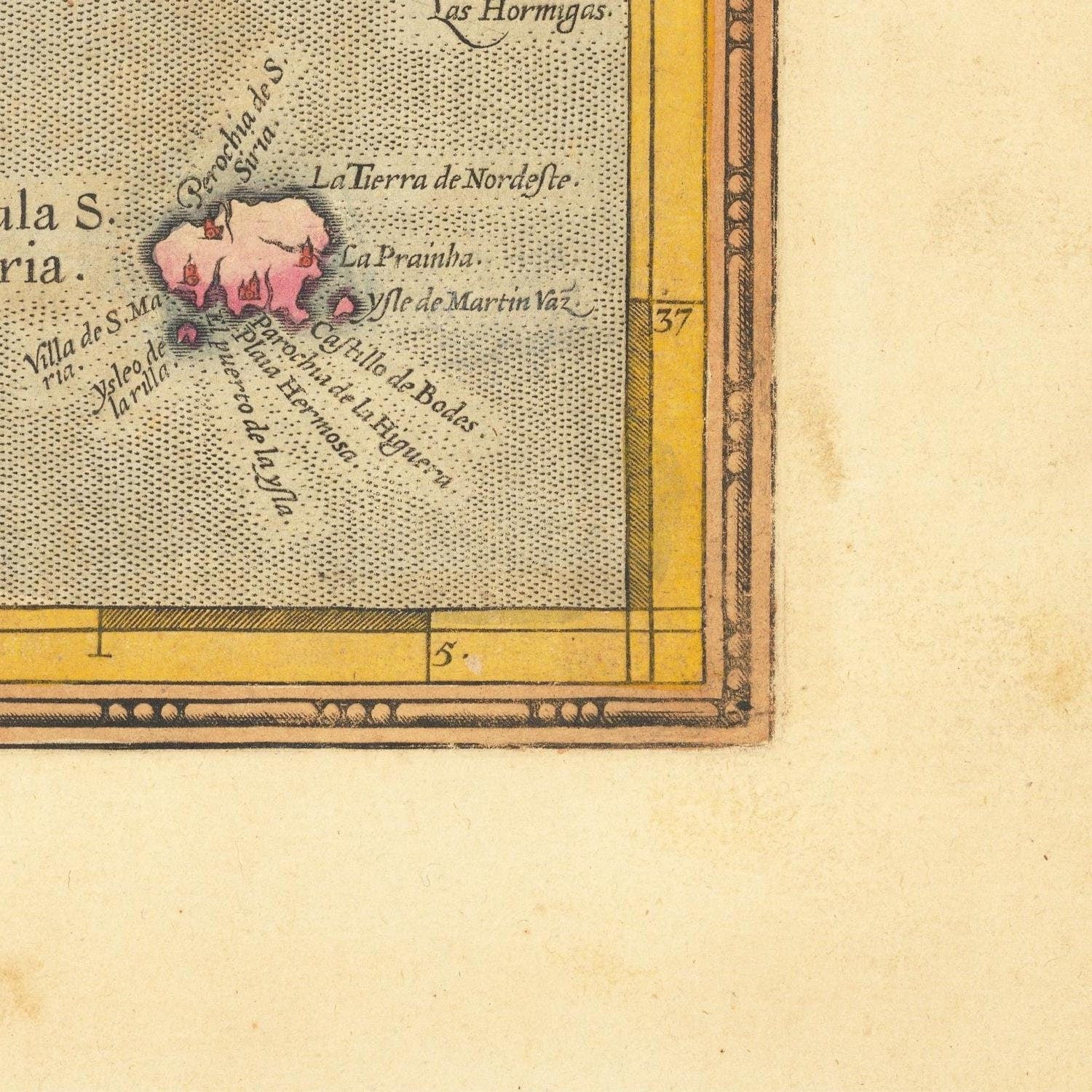 detail of the map from the bottom right corner