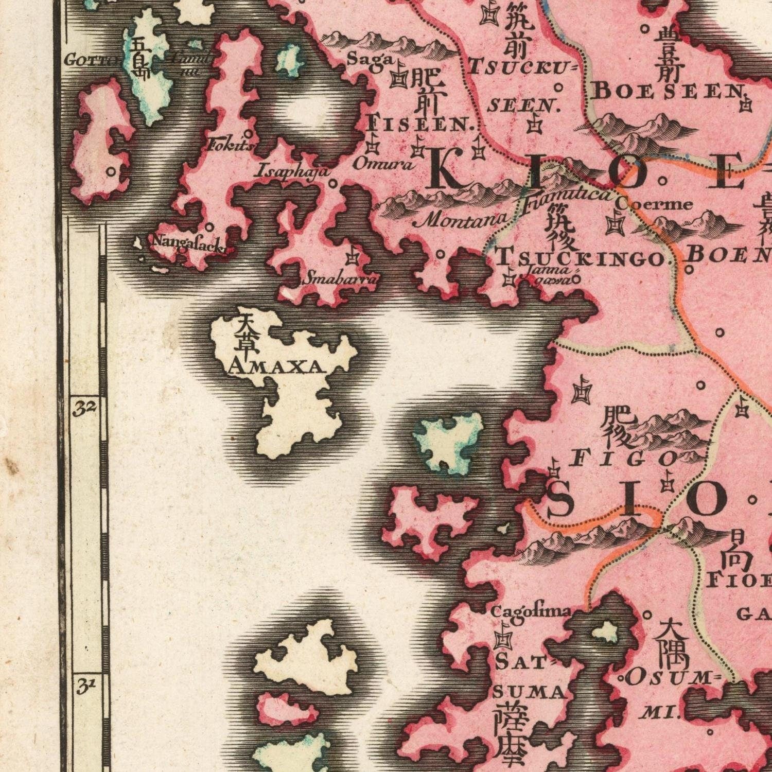 detail of the map from the centre left