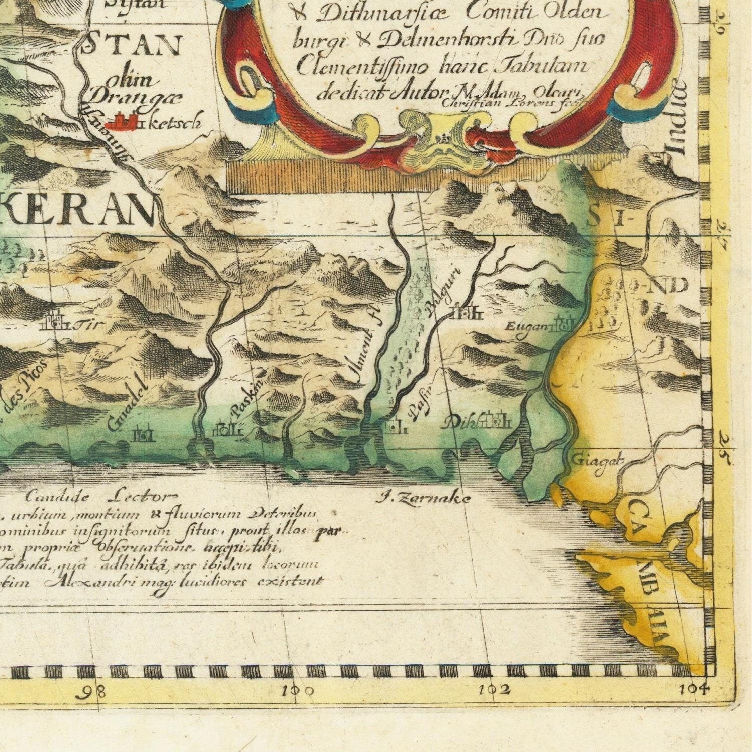 detail of the map from the bottom right corner