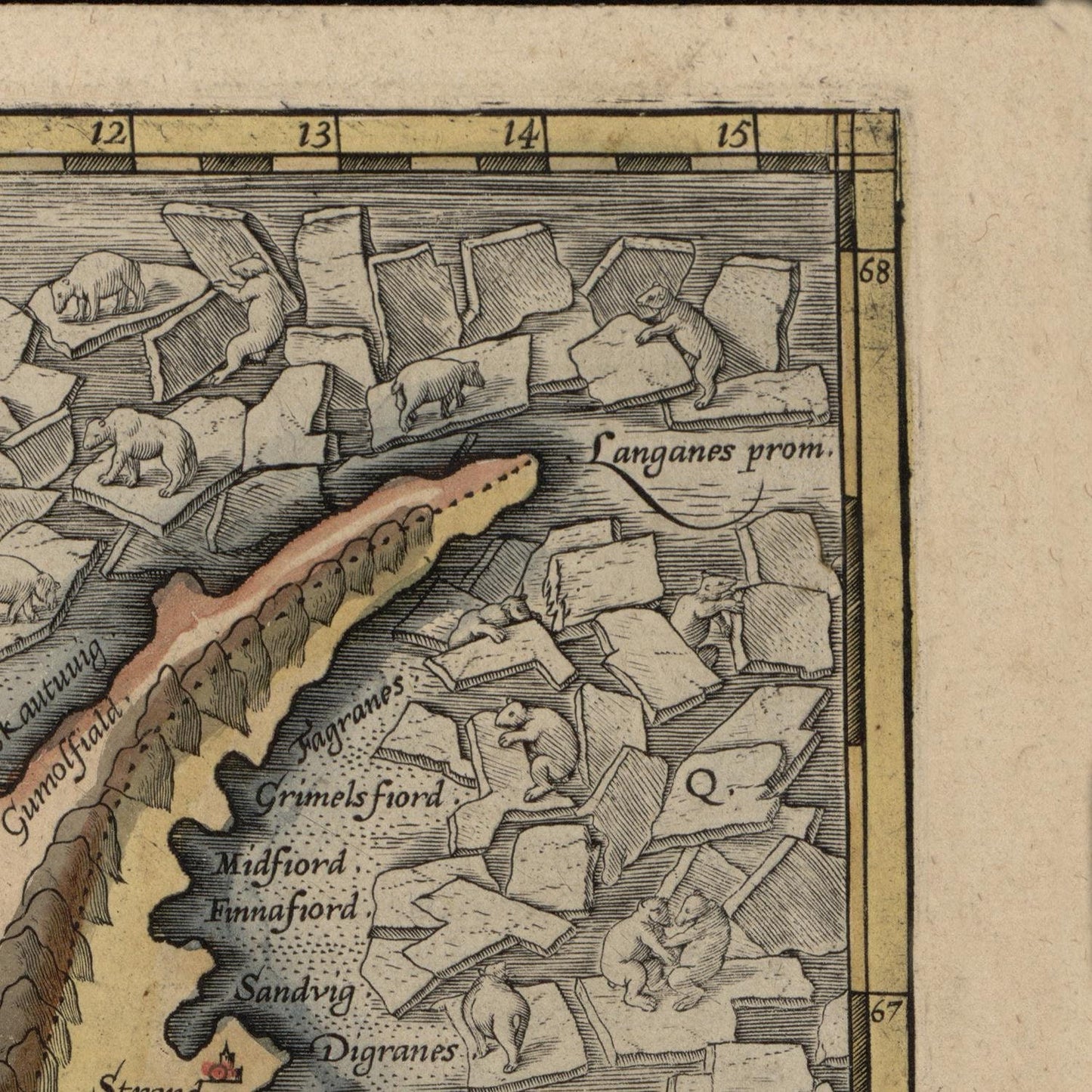 detail of the map from the top right corner