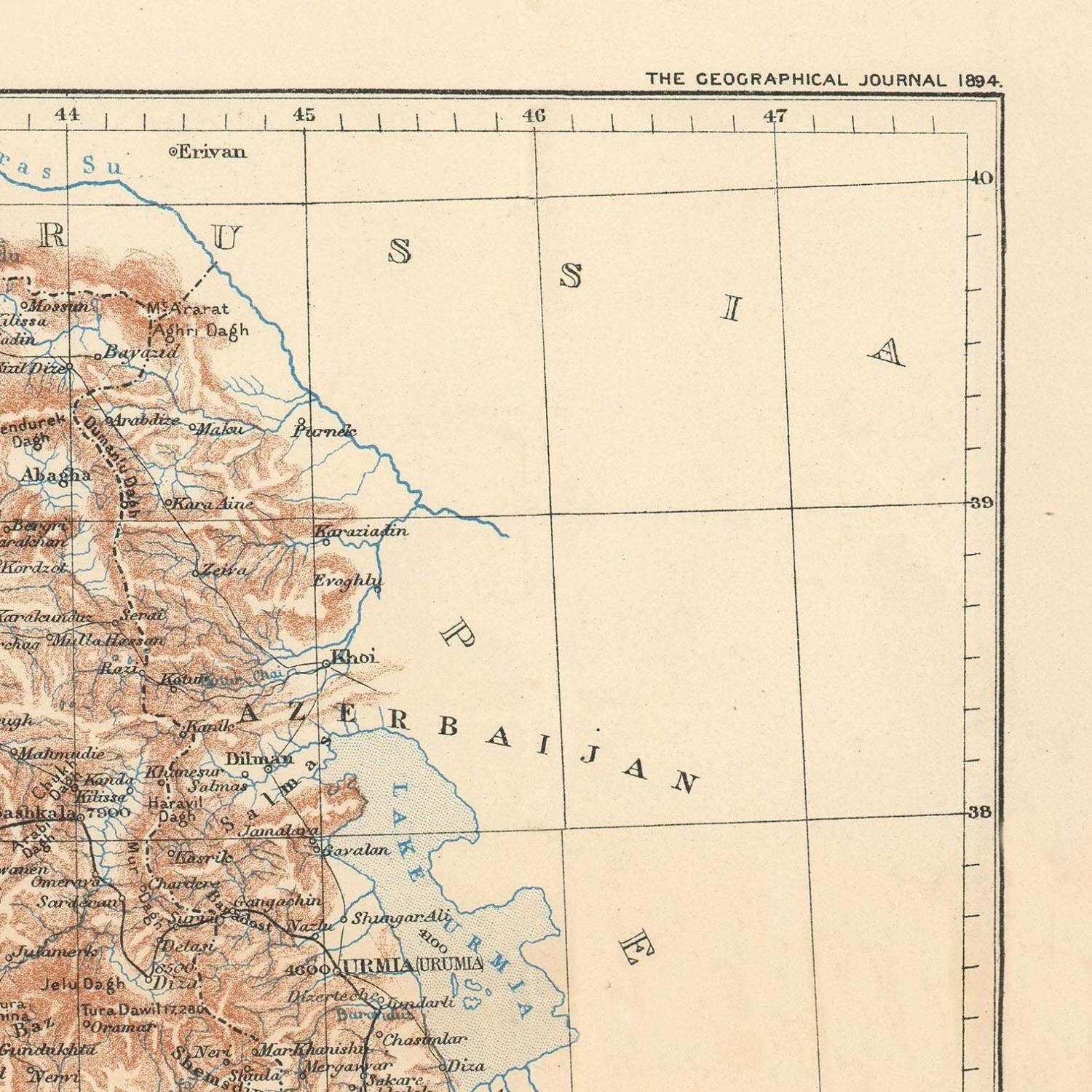 detail of the map from the top right corner