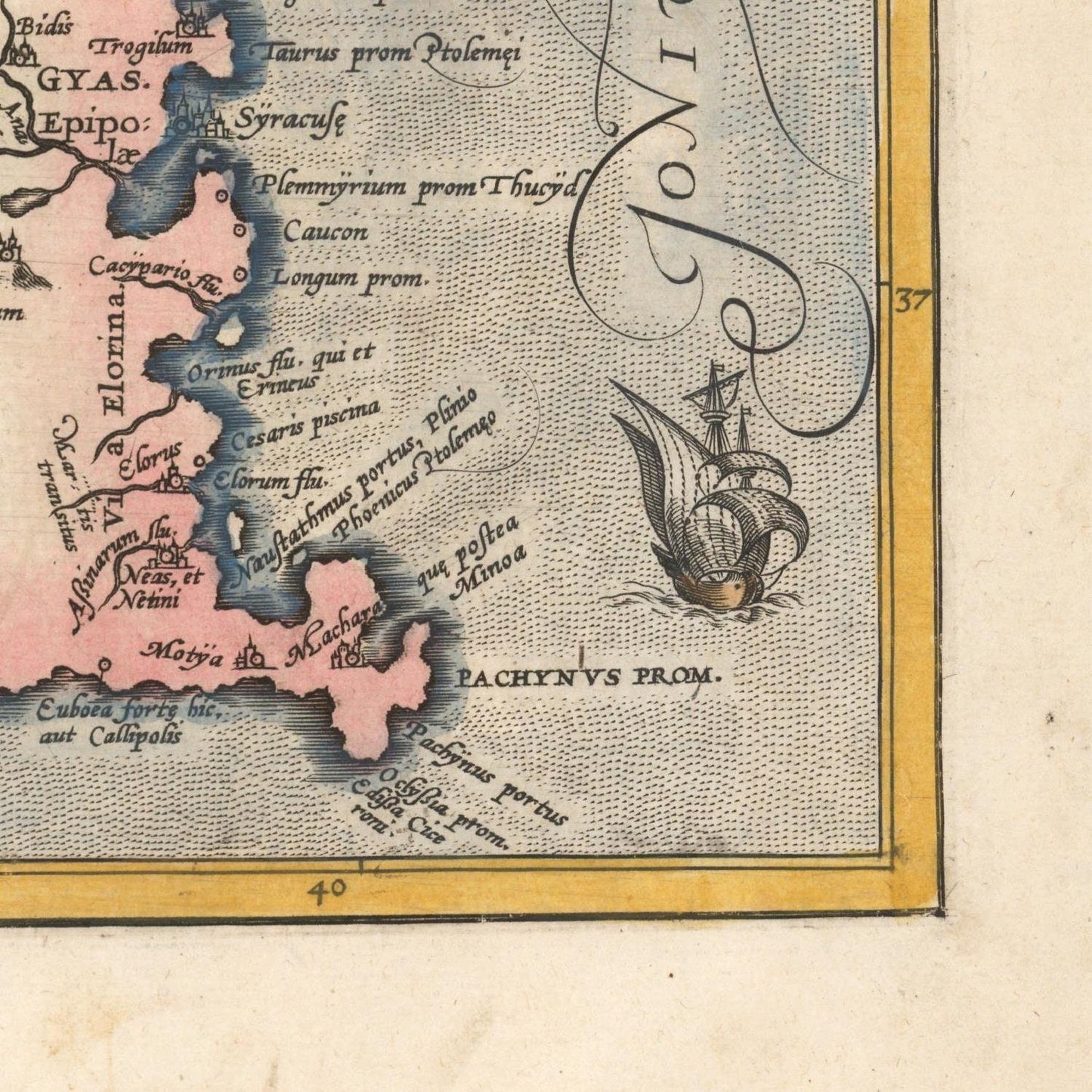 detail of the map from the bottom right corner