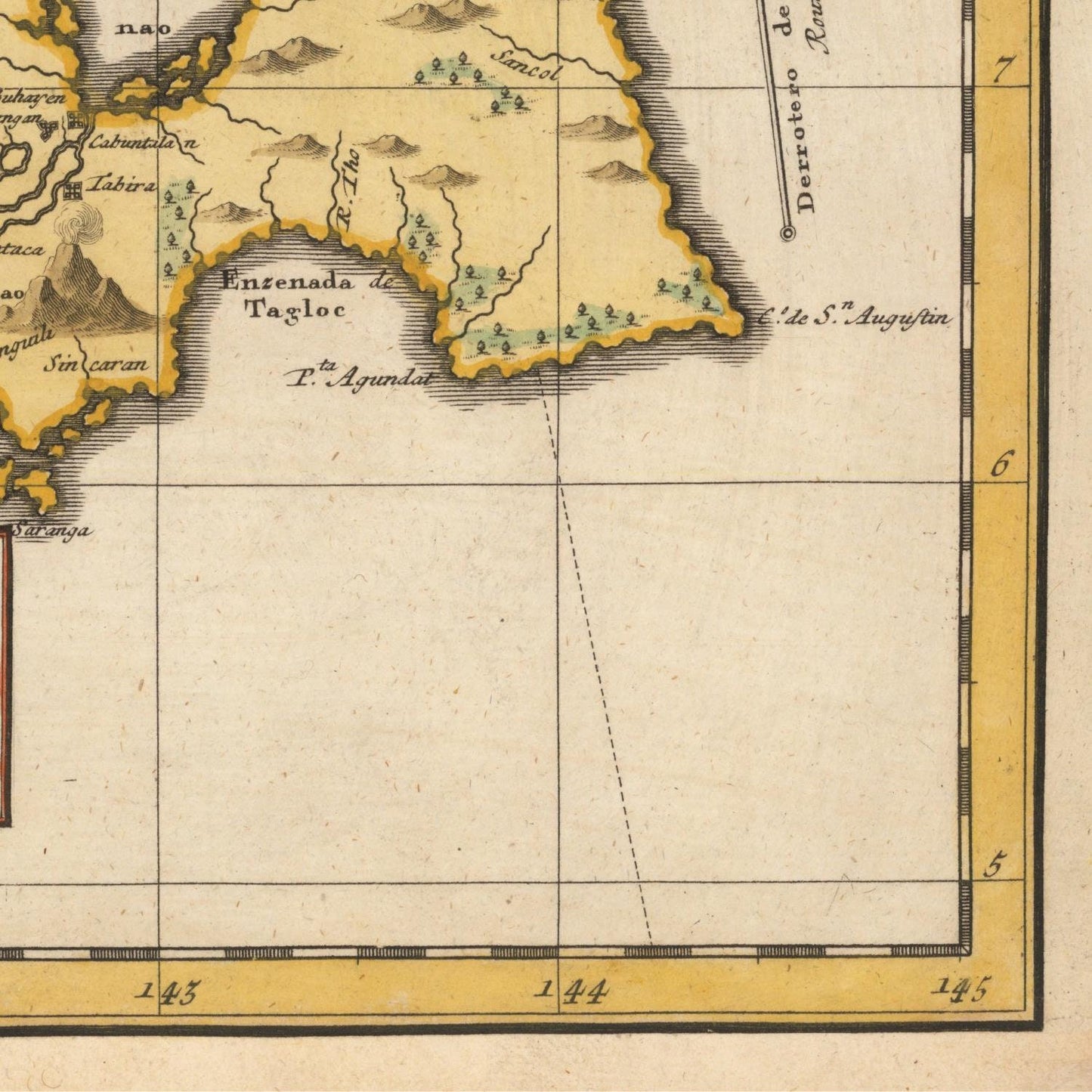 detail of the map from the bottom right corner