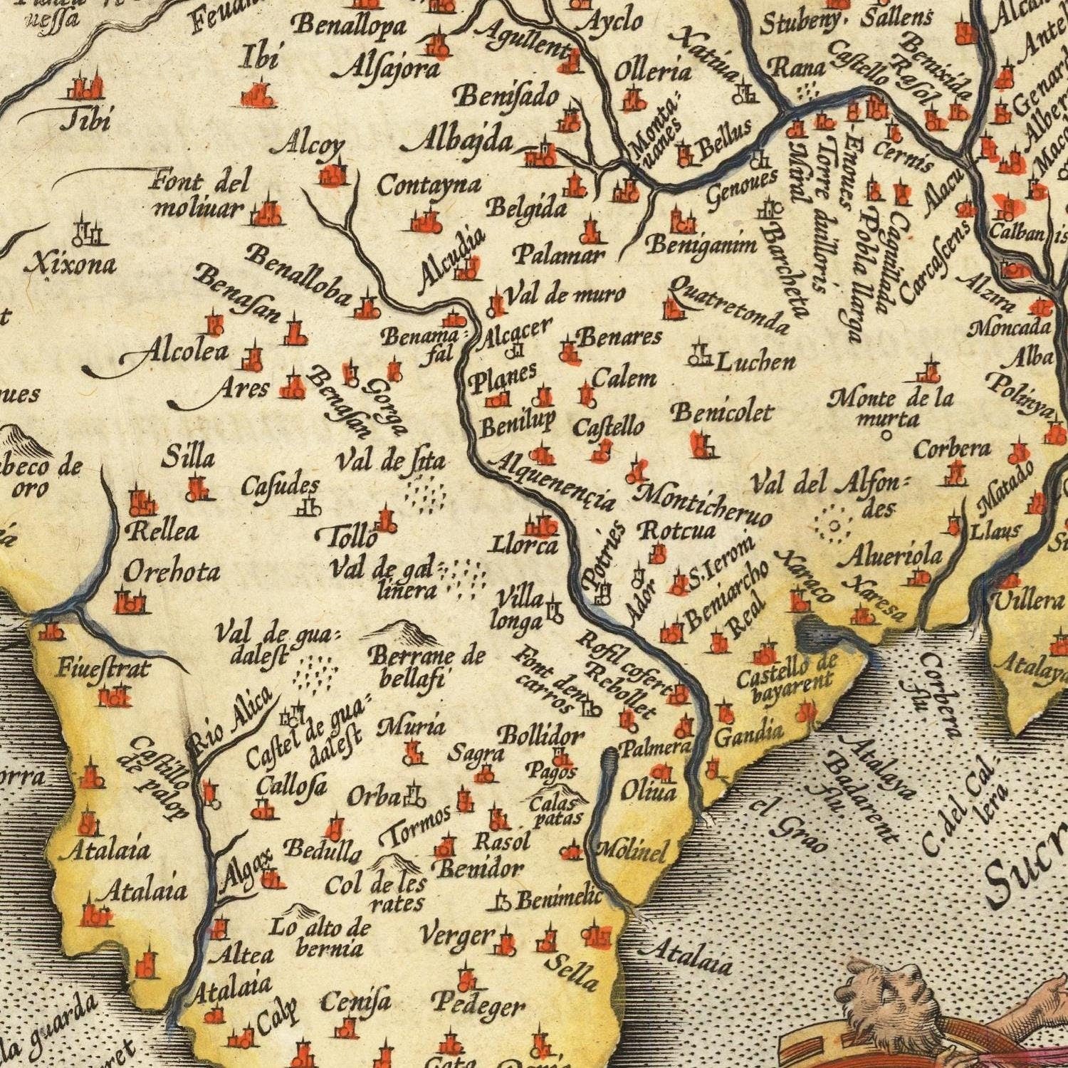 detail of the map from the centre left