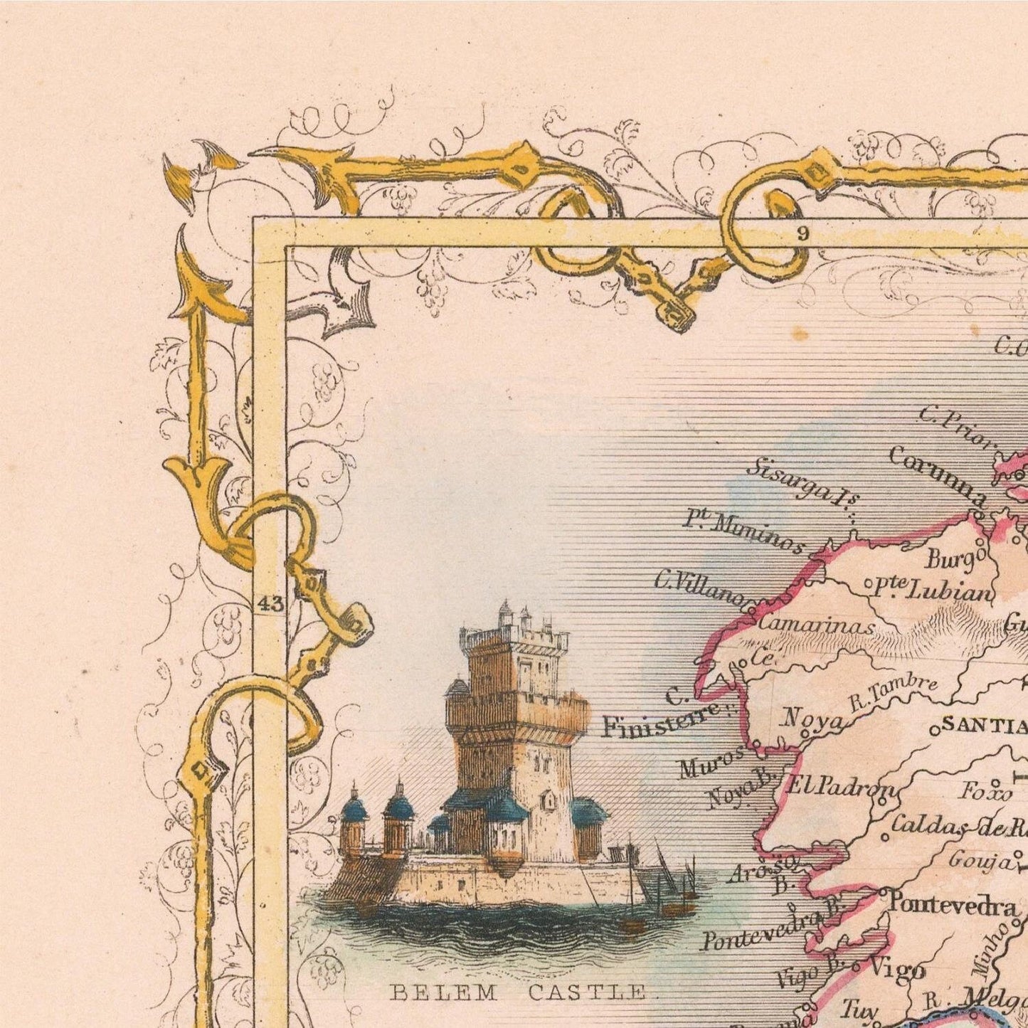 detail of the map from the top left corner