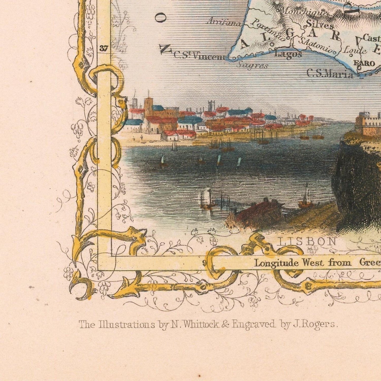 detail of the map from the bottom left corner