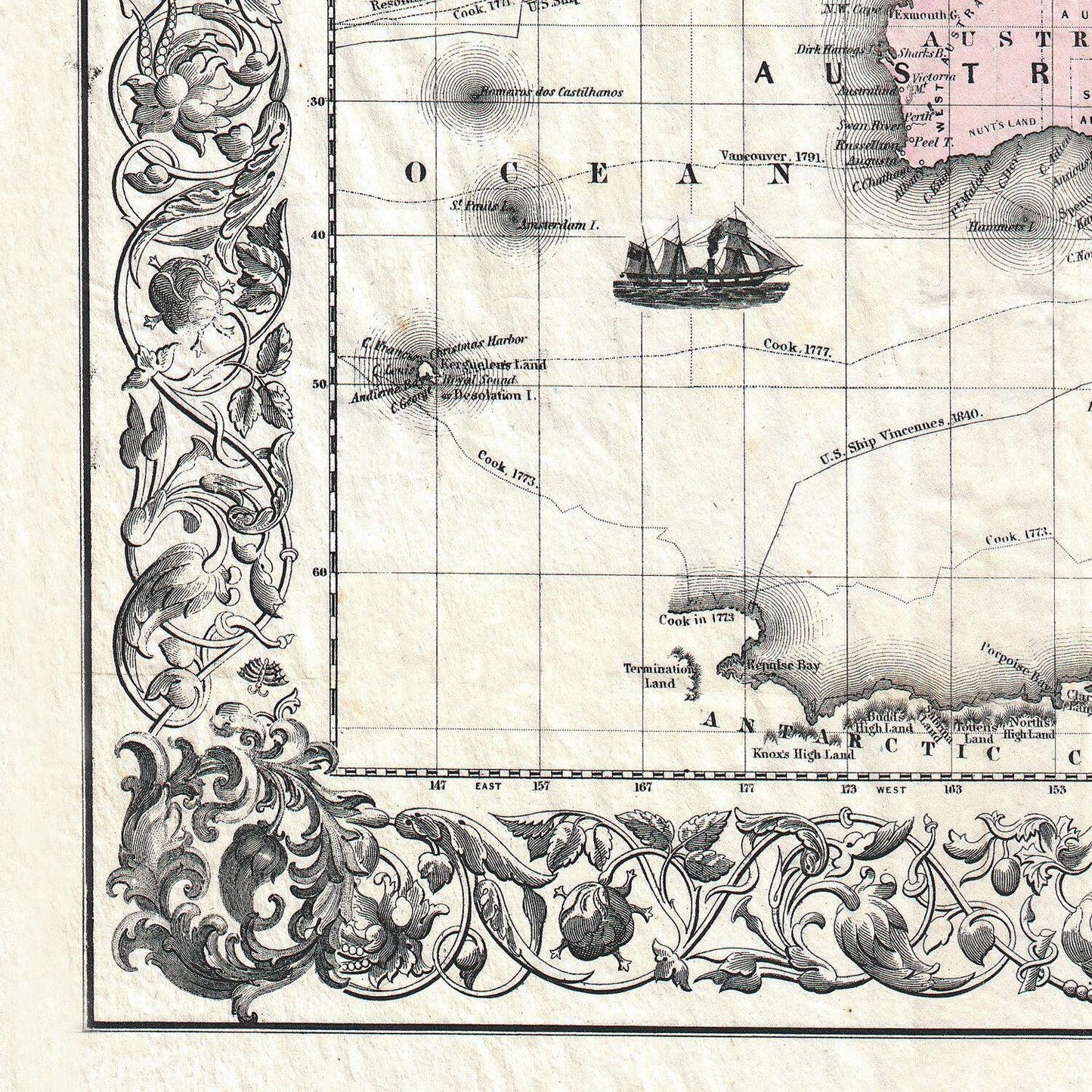 detail of the map from the bottom left corner